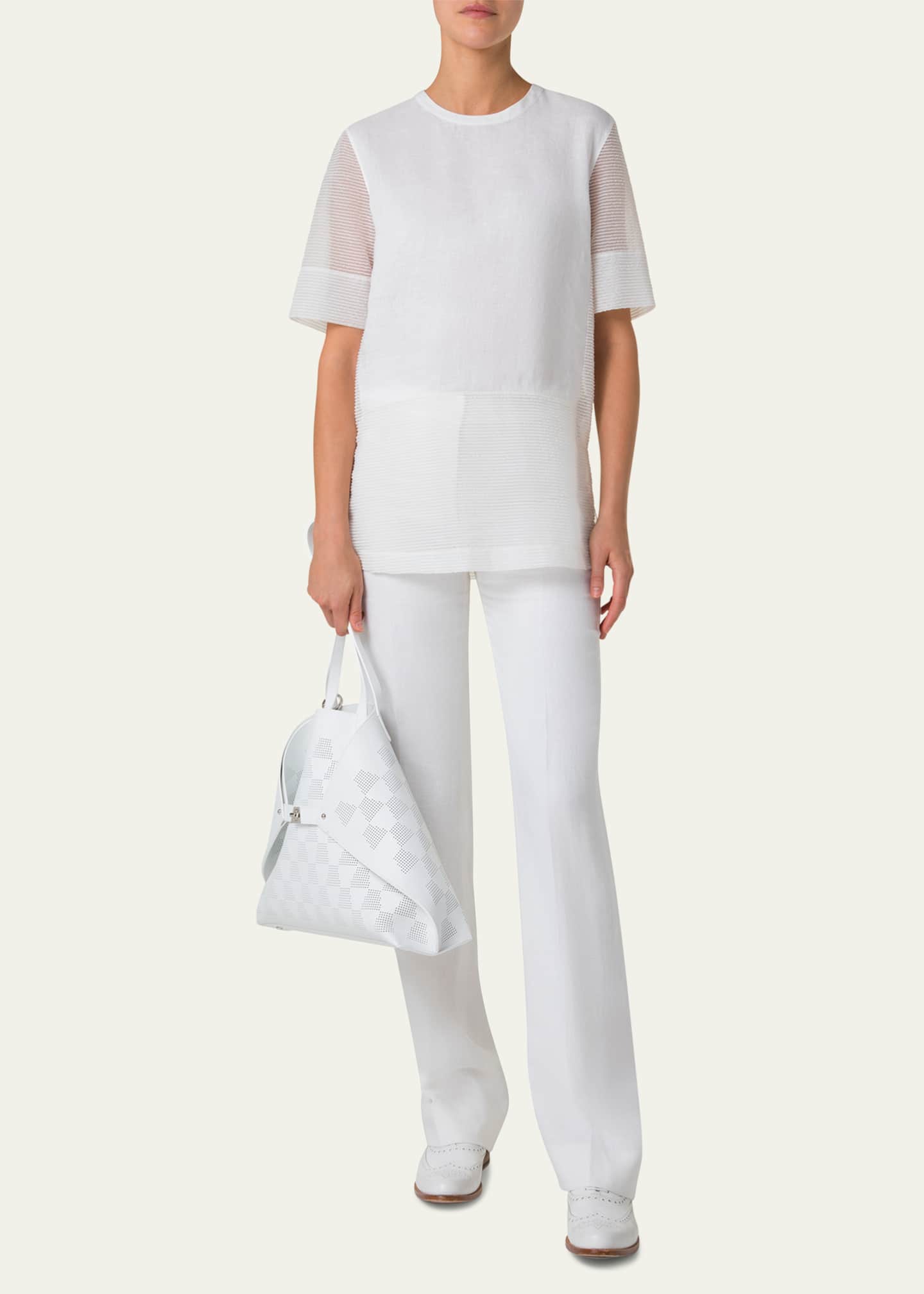 Akris Ai Medium Lasercut Grid Leather Tote Bag Image 4 of 5