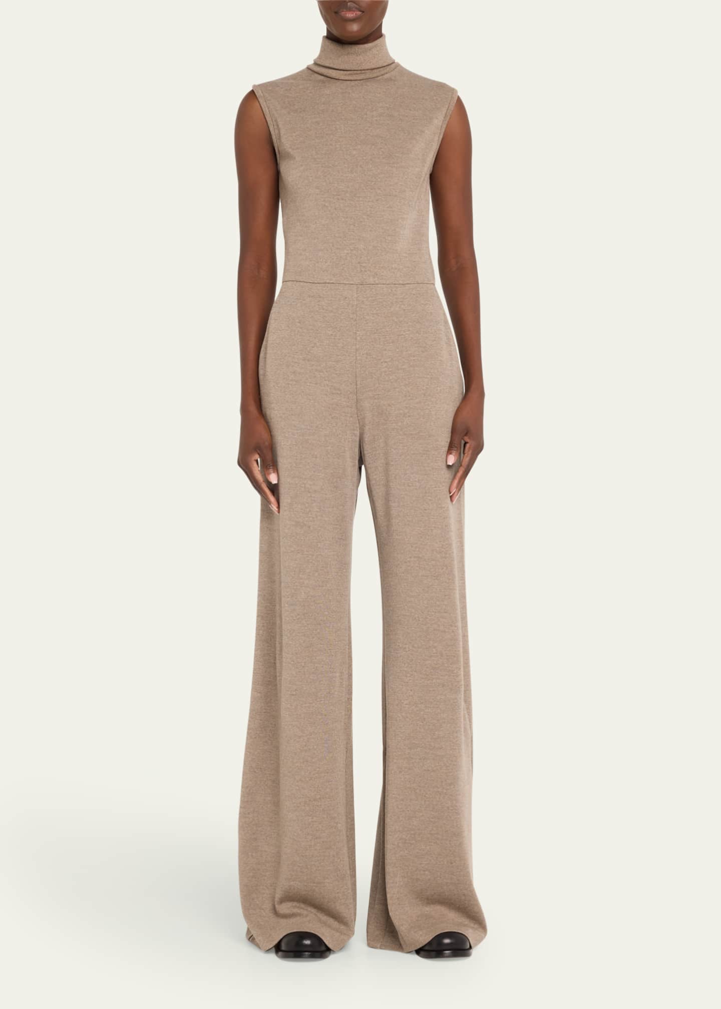 Ralph Lauren Collection Turtleneck Wide Leg Melange Wool Jersey Jumpsuit Bergdorf Goodman