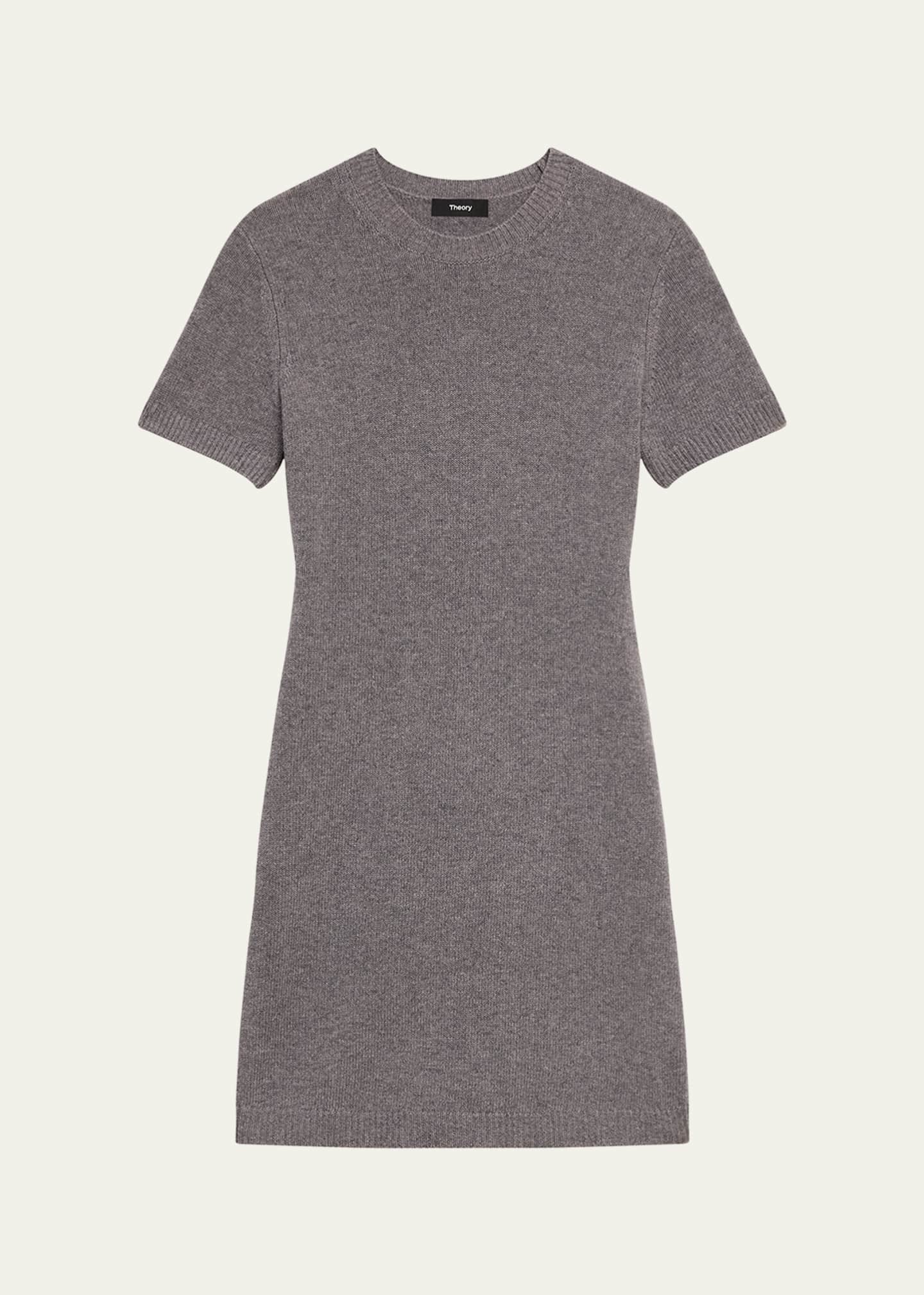 Theory Crewneck Felted Wool Cashmere Mini Sweater Dress