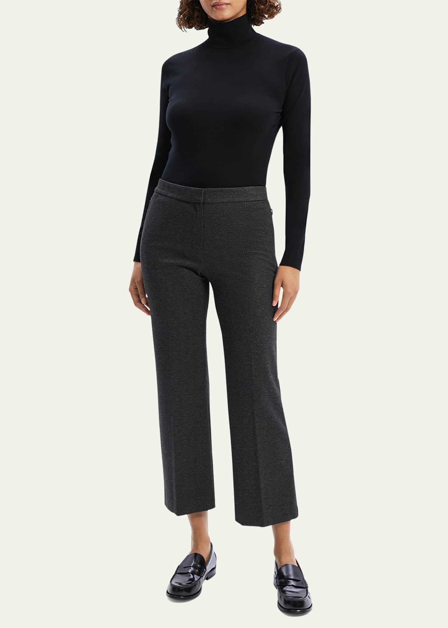 Theory Herringbone Knit Cropped Pants Image 2 of 5