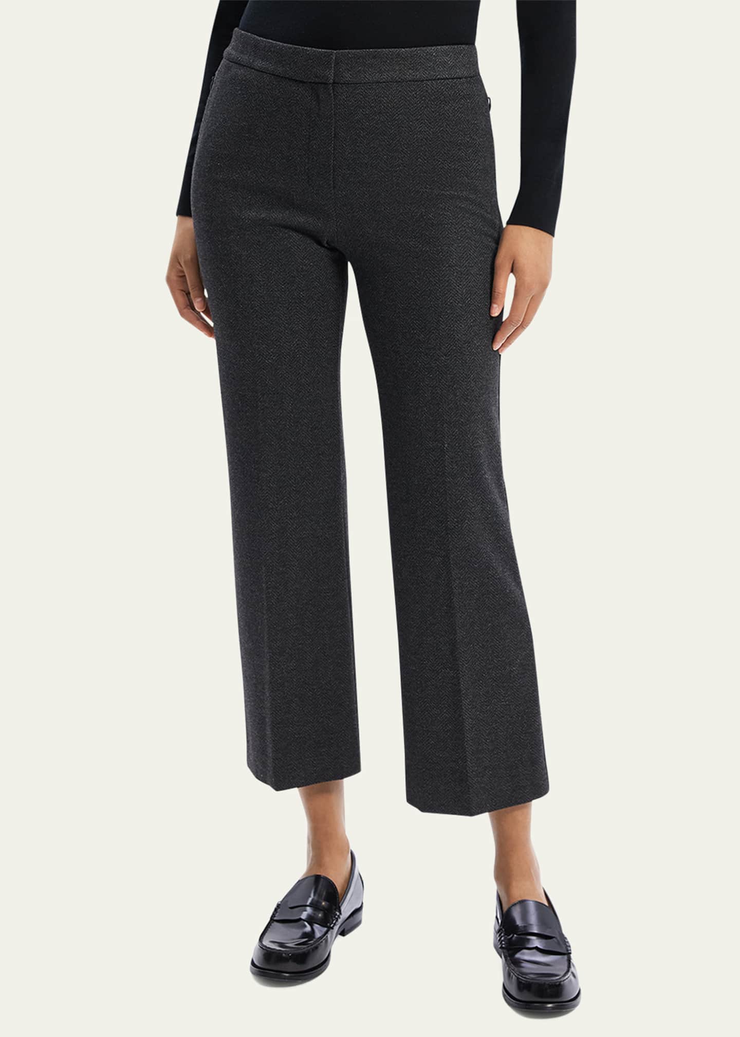 Theory Herringbone Knit Cropped Pants Image 4 of 5