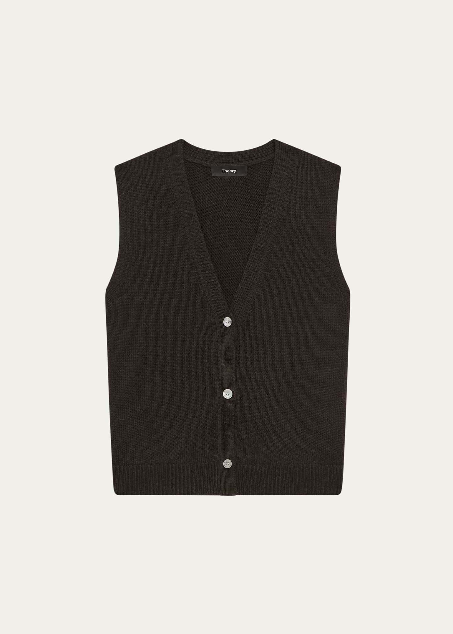 割引クーポン Felted セオリー Wool ブラック Vest 仕上げよ Cable Cash トップス