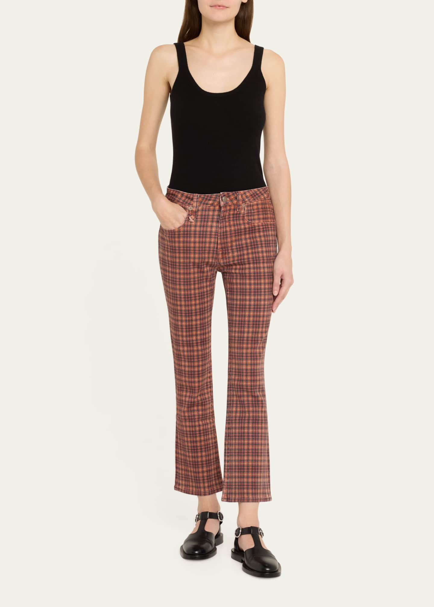 R13 Plaid Kick-Flare Jeans Image 2 of 5