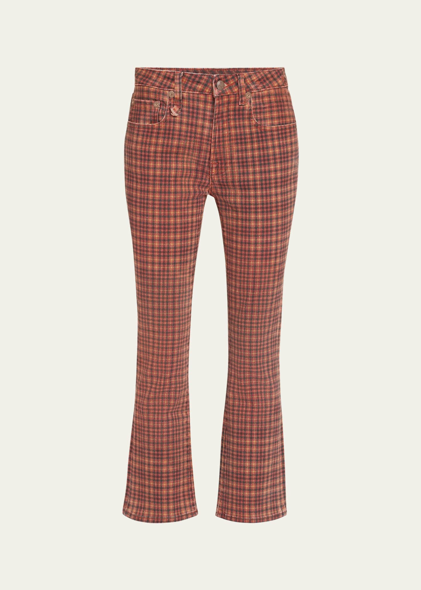 R13 Plaid Kick-Flare Jeans Image 1 of 5