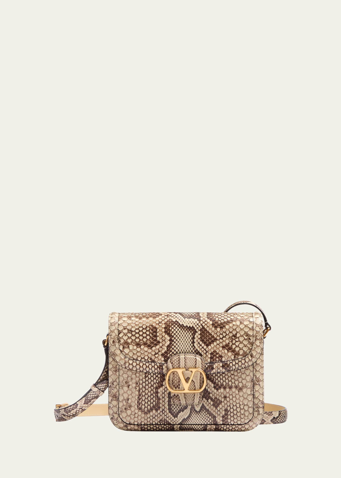 Valentino Garavani 9 to 5 Python-Print Leather Shoulder Bag Image 1 of 3