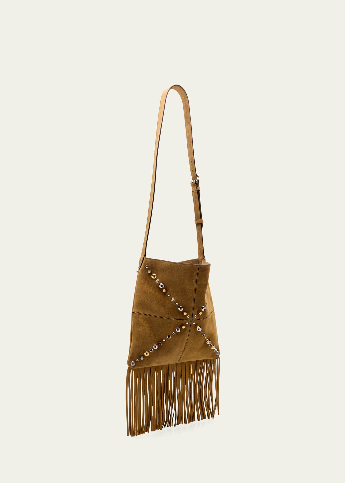 Valentino Garavani Nellcote Fringe Stud Suede Crossbody Bag