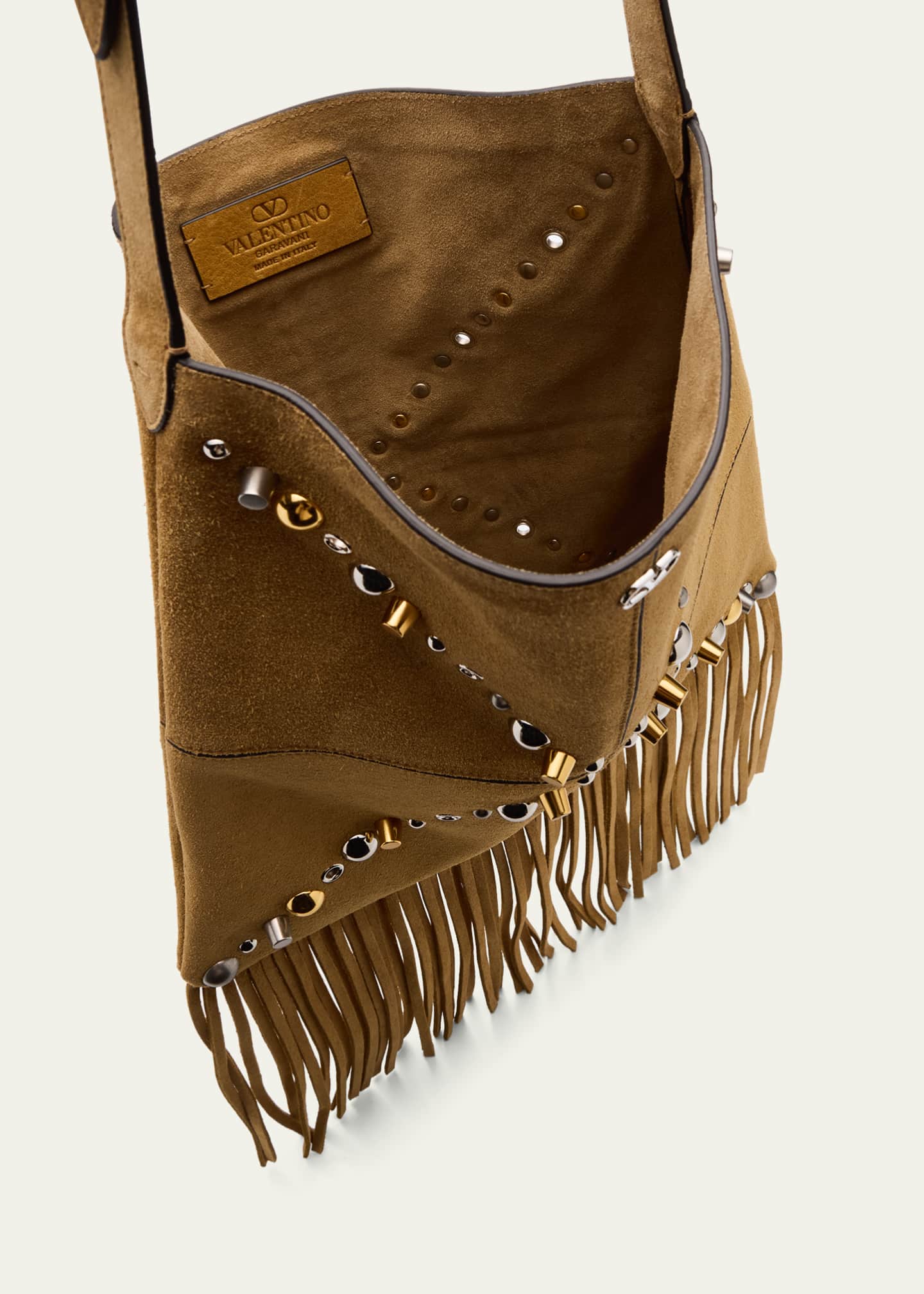 Valentino Garavani Nellcote Fringe Stud Suede Crossbody Bag
