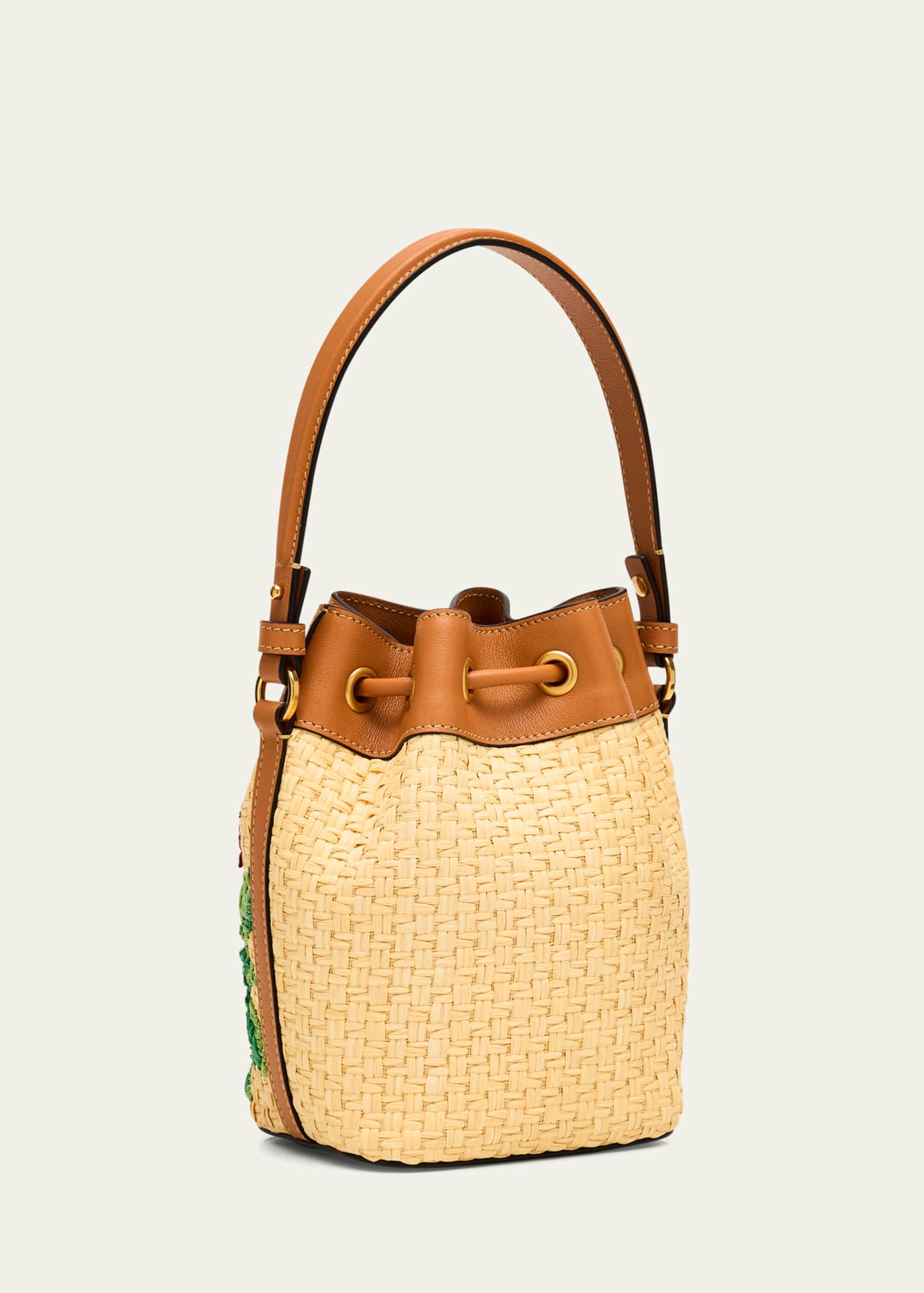 Valentino Garavani VLOGO Signature Mini Drawstring Flower Bucket Bag Image 3 of 6