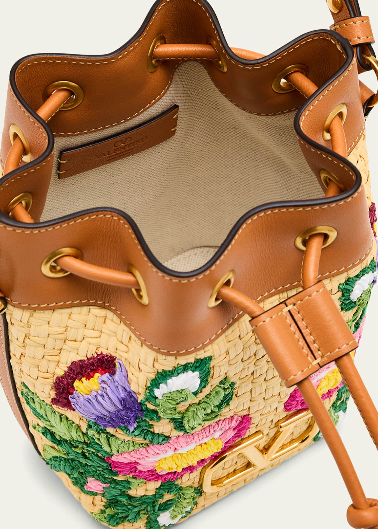 Valentino Garavani VLOGO Signature Mini Drawstring Flower Bucket Bag Image 4 of 6