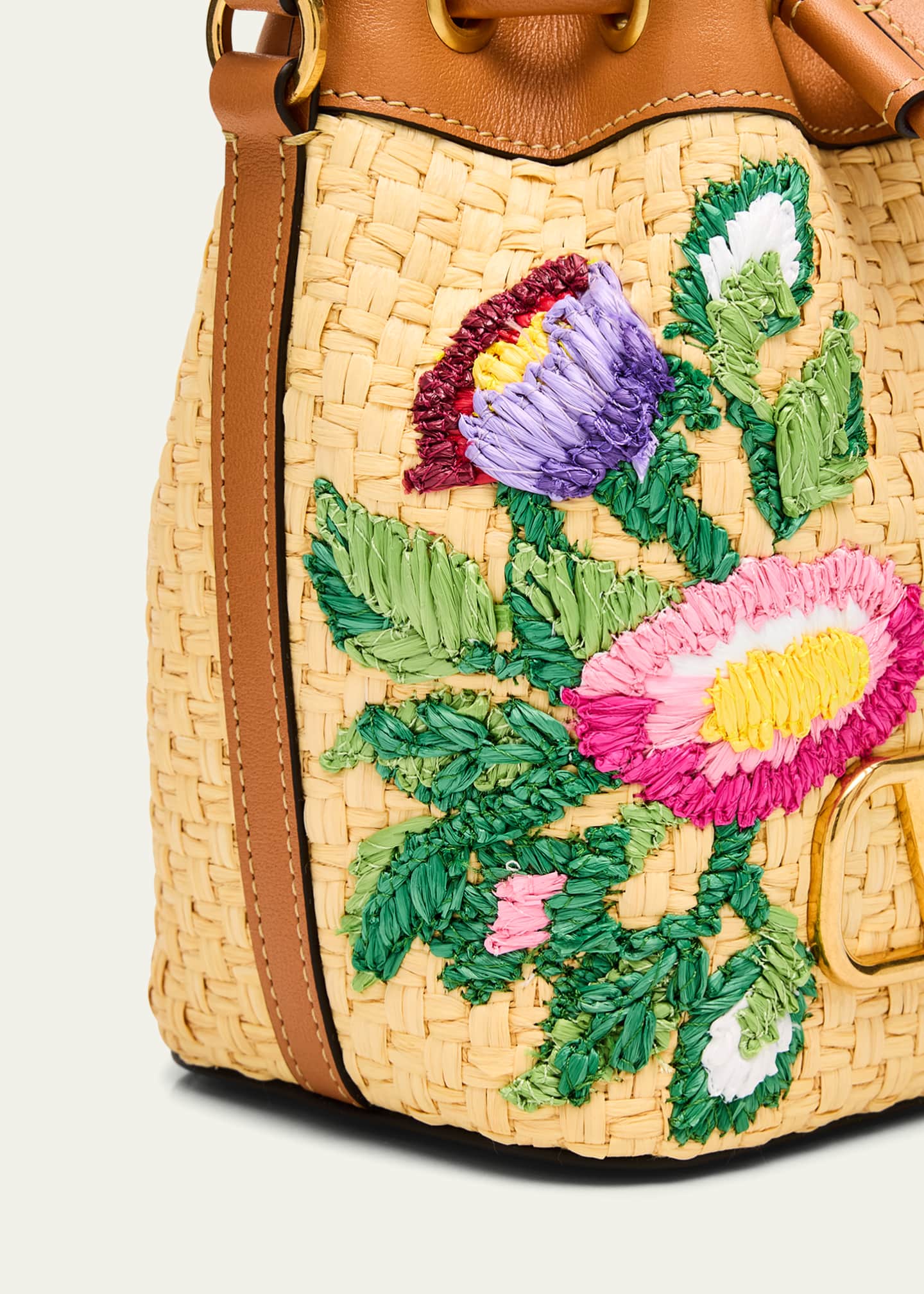 Valentino Garavani VLOGO Signature Mini Drawstring Flower Bucket Bag Image 6 of 6