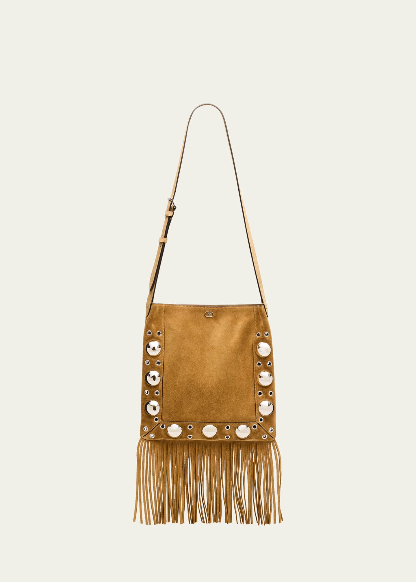 Valentino Garavani Nellcote Studded Fringe Suede Crossbody Bag