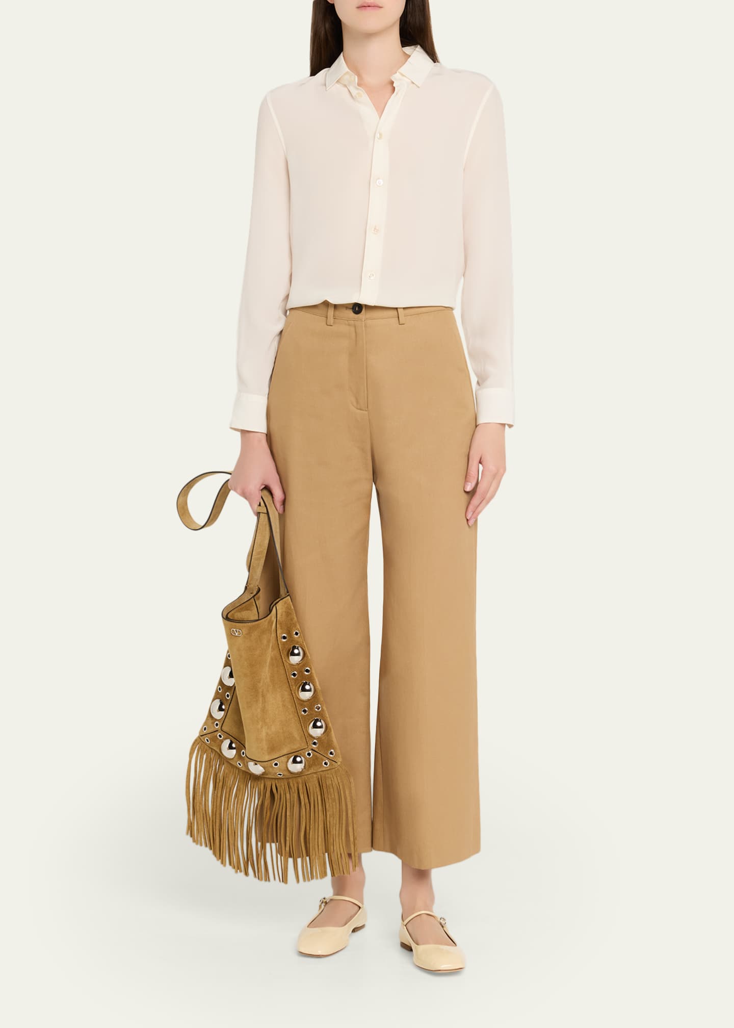 Valentino Garavani Nellcote Studded Fringe Suede Crossbody Bag