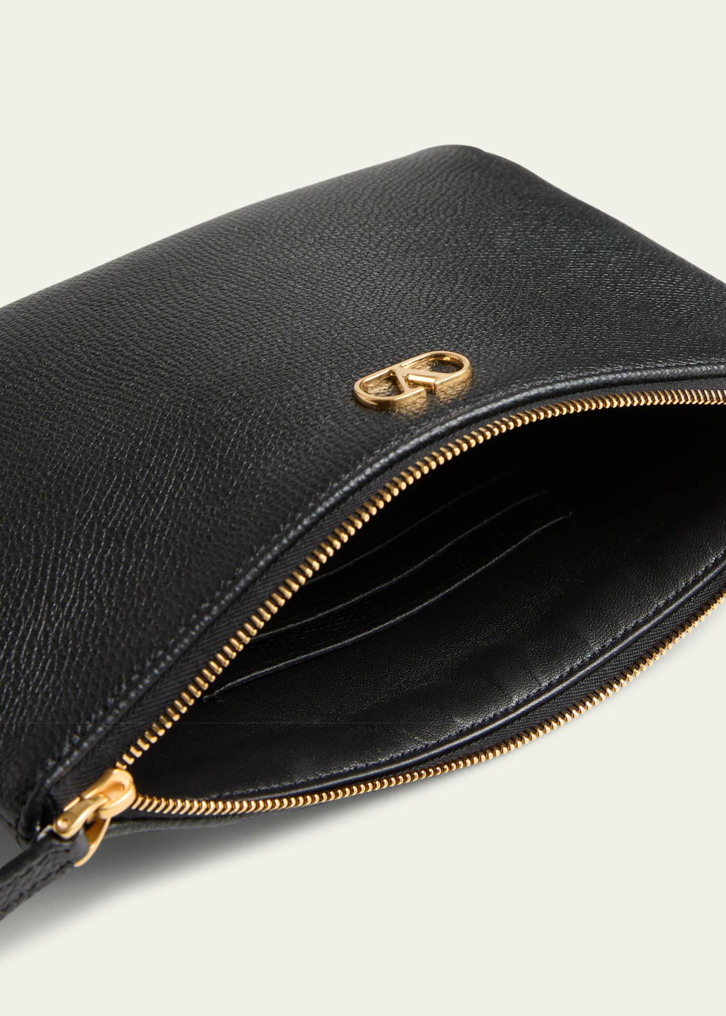 Valentino Garavani Medium VLOGO Leather Flat Pouch Bag Image 3 of 3