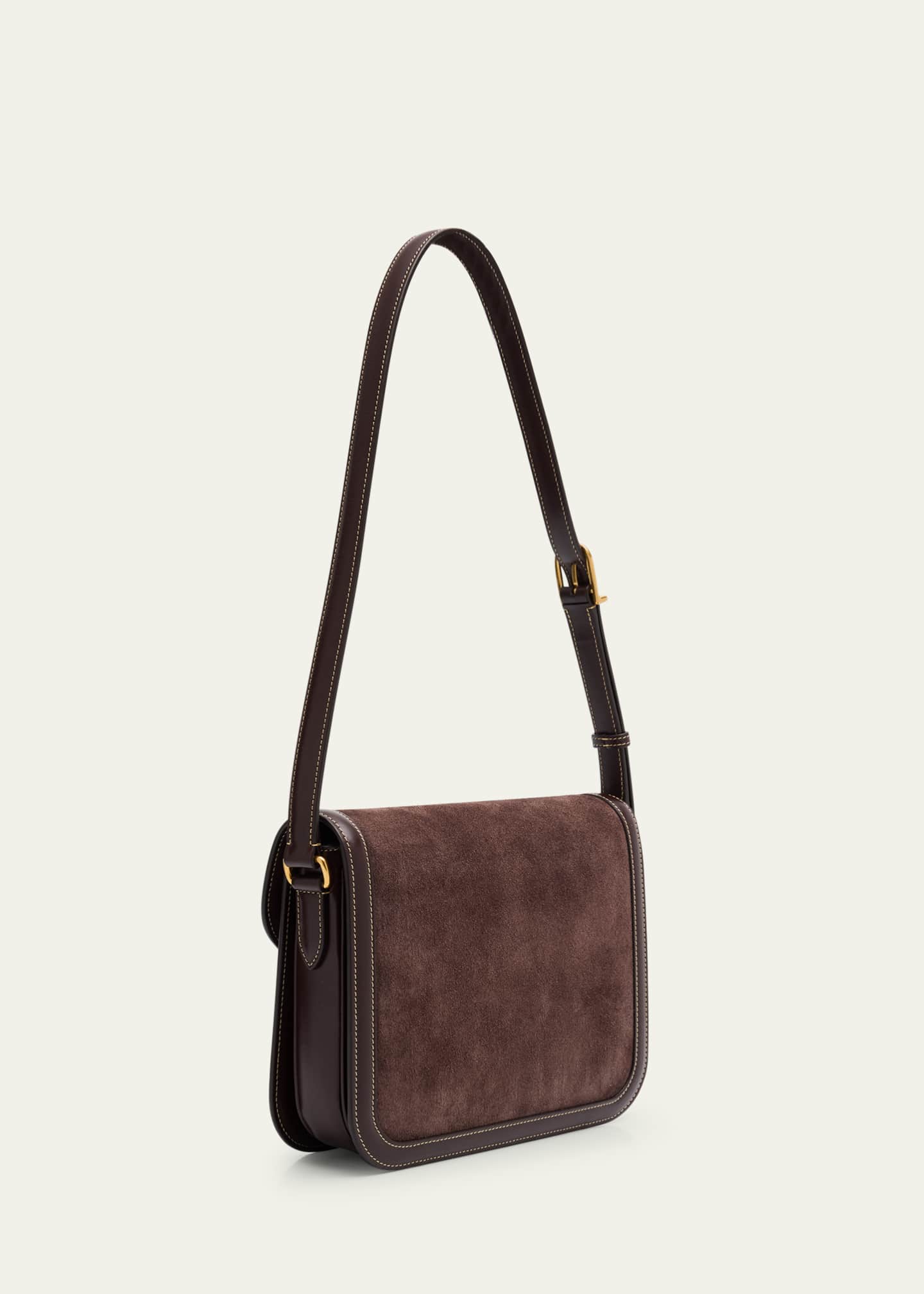 Valentino Garavani 9 to 5 VLOGO Flap Suede Shoulder Bag Image 3 of 6