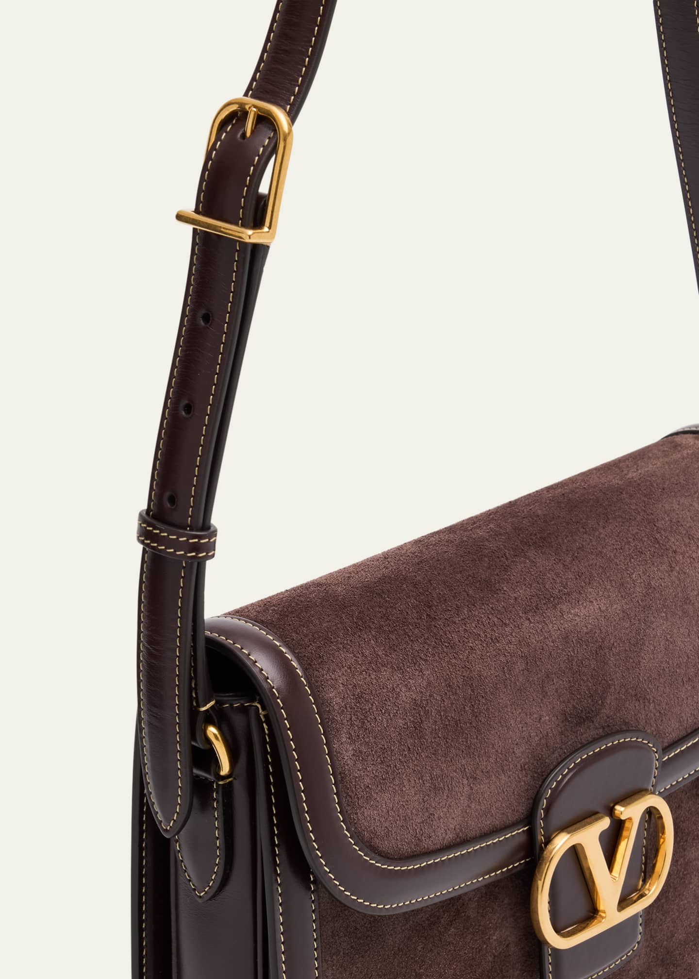 Valentino Garavani 9 to 5 VLOGO Flap Suede Shoulder Bag Image 6 of 6