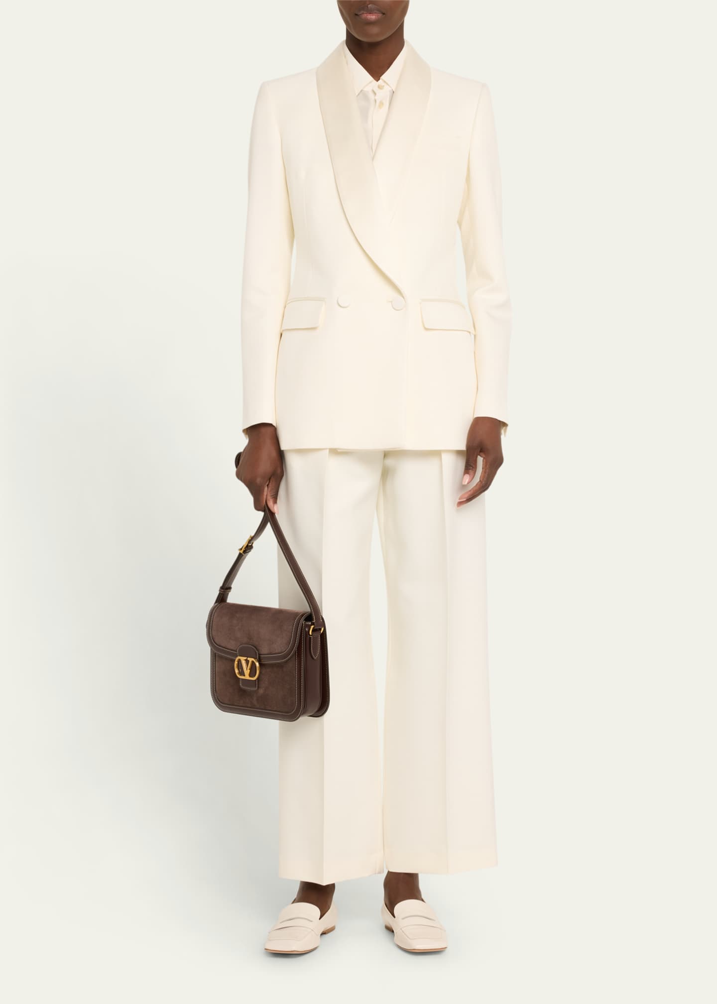 Valentino Garavani 9 to 5 VLOGO Flap Suede Shoulder Bag Image 5 of 6