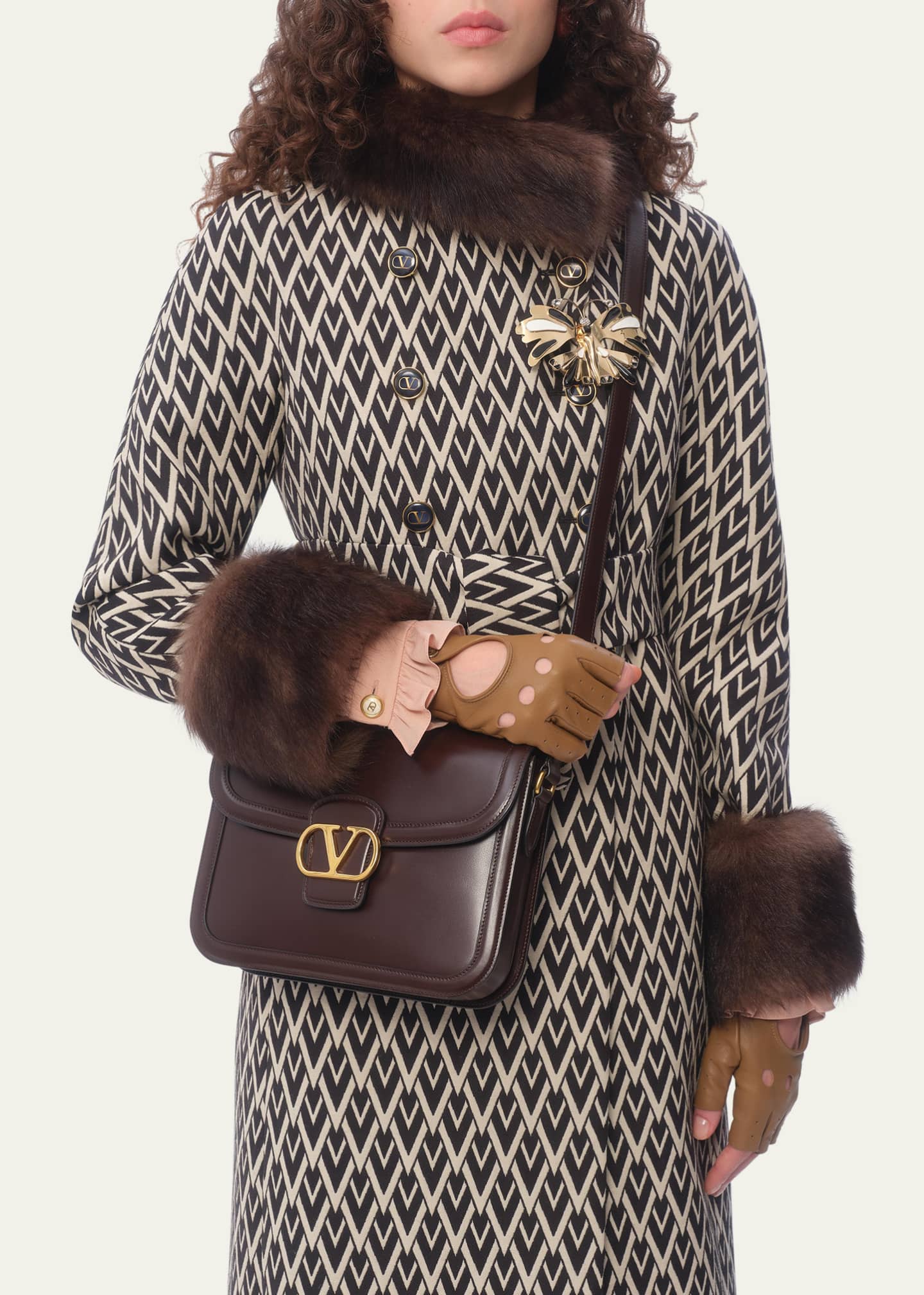Valentino Garavani 9 to 5 Flap Leather Saddle Shoulder Bag Image 2 of 5