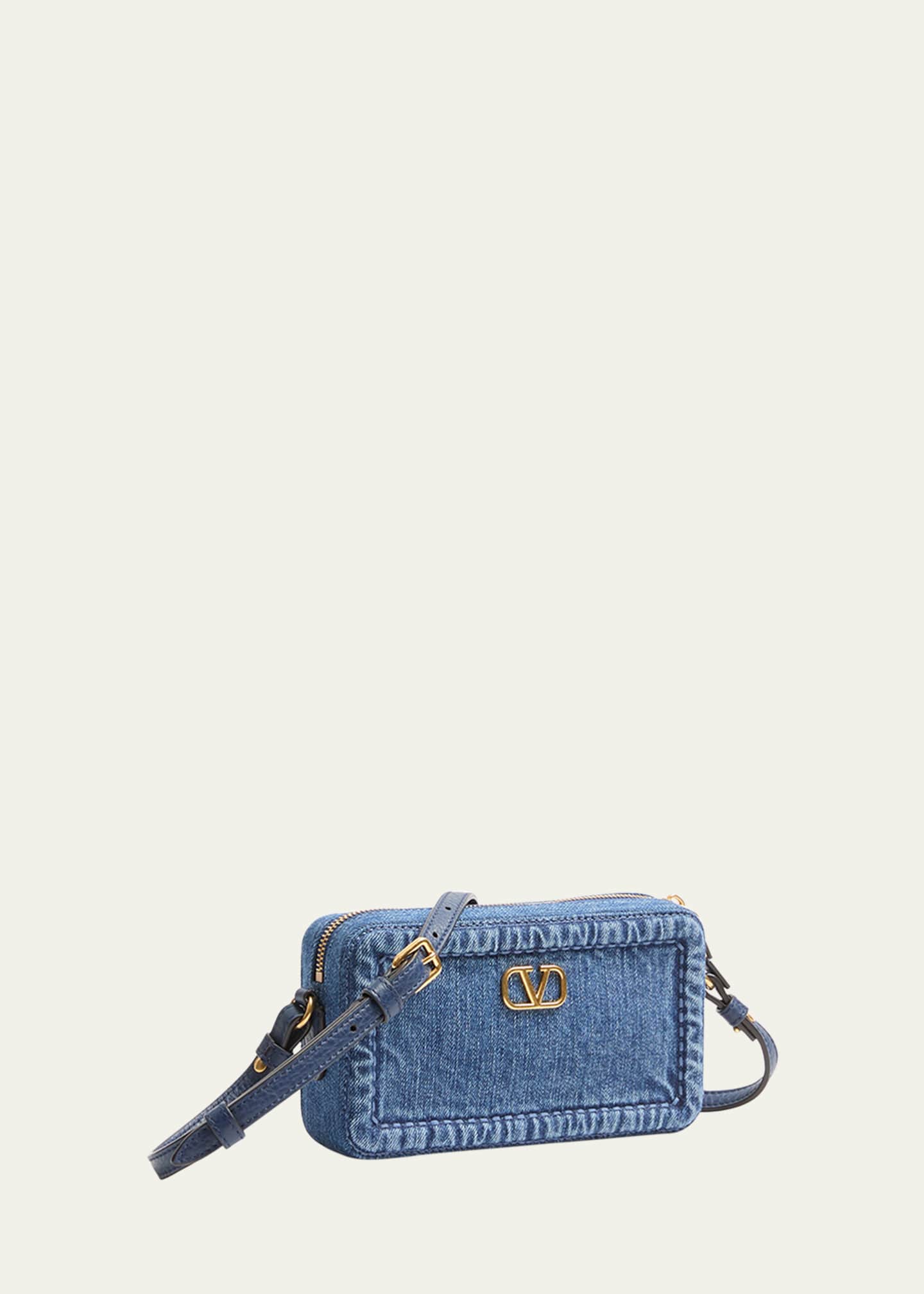 Valentino Garavani Alltime Mini Denim Camera Crossbody Bag