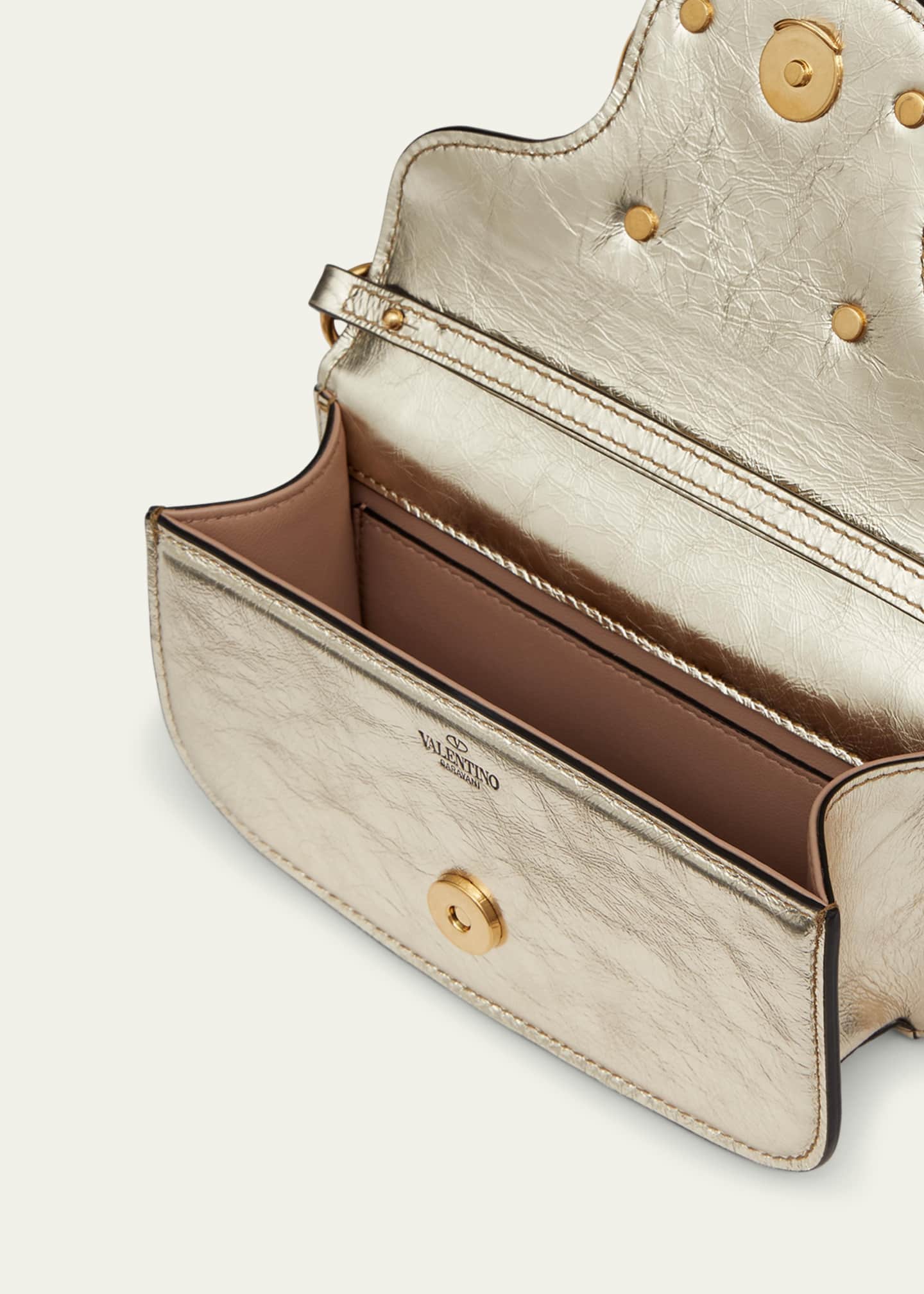 Valentino Garavani Loco Small VLOGO Metallic Crackle Leather Shoulder Bag Image 3 of 3