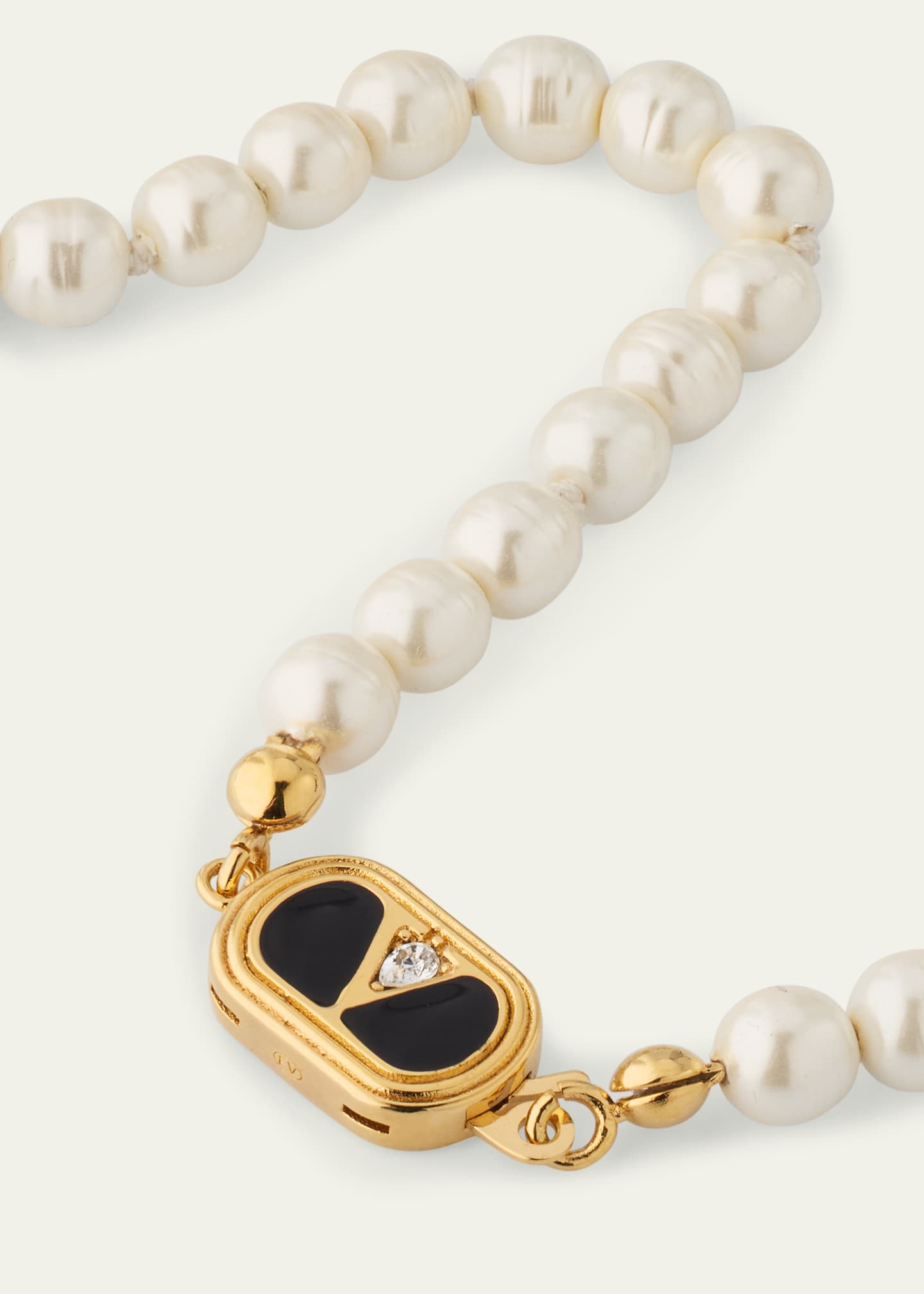 Valentino Garavani VLOGO Akoya Pearl Layered Ovalette Necklace Image 3 of 4