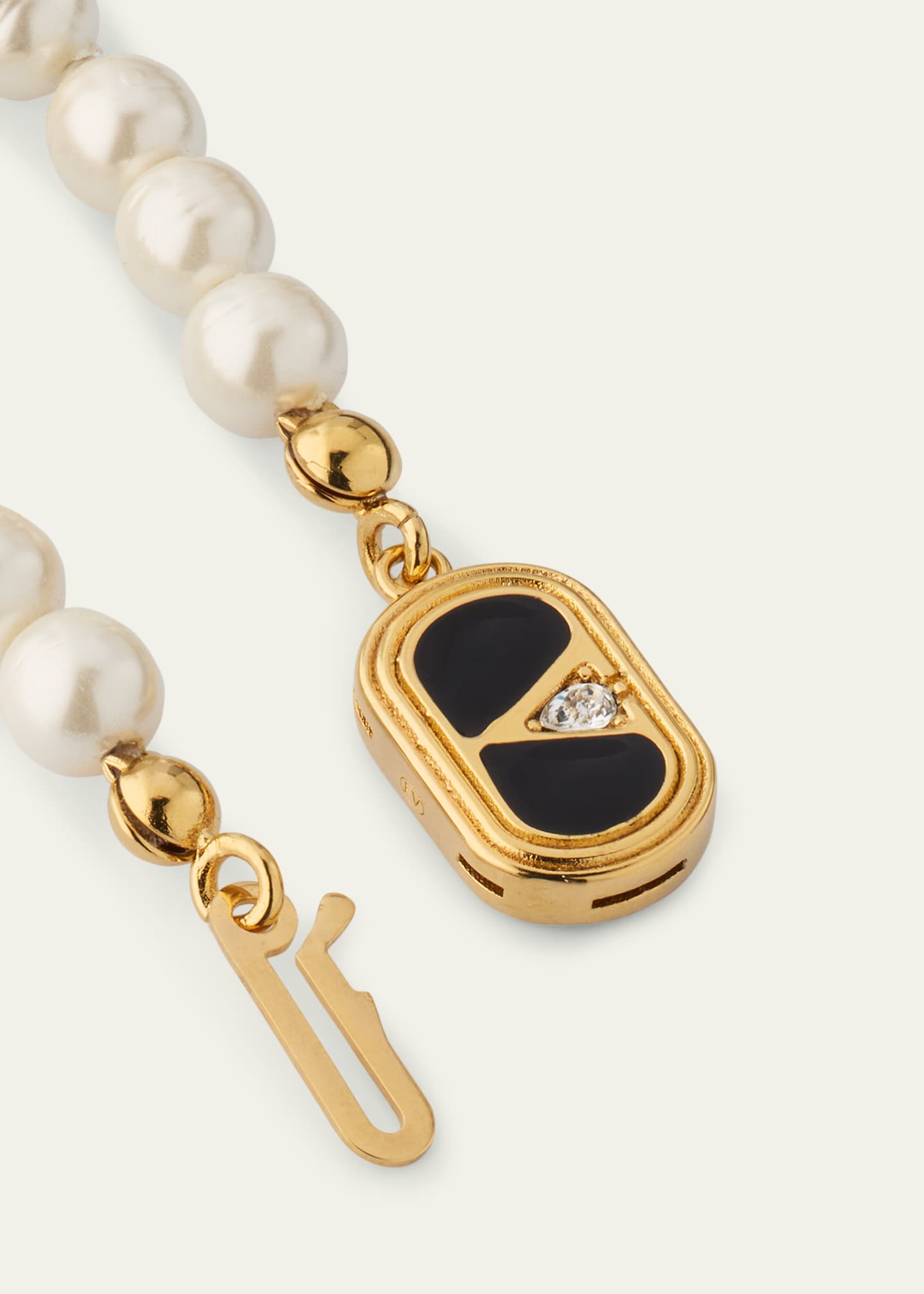 Valentino Garavani VLOGO Akoya Pearl Layered Ovalette Necklace Image 4 of 4