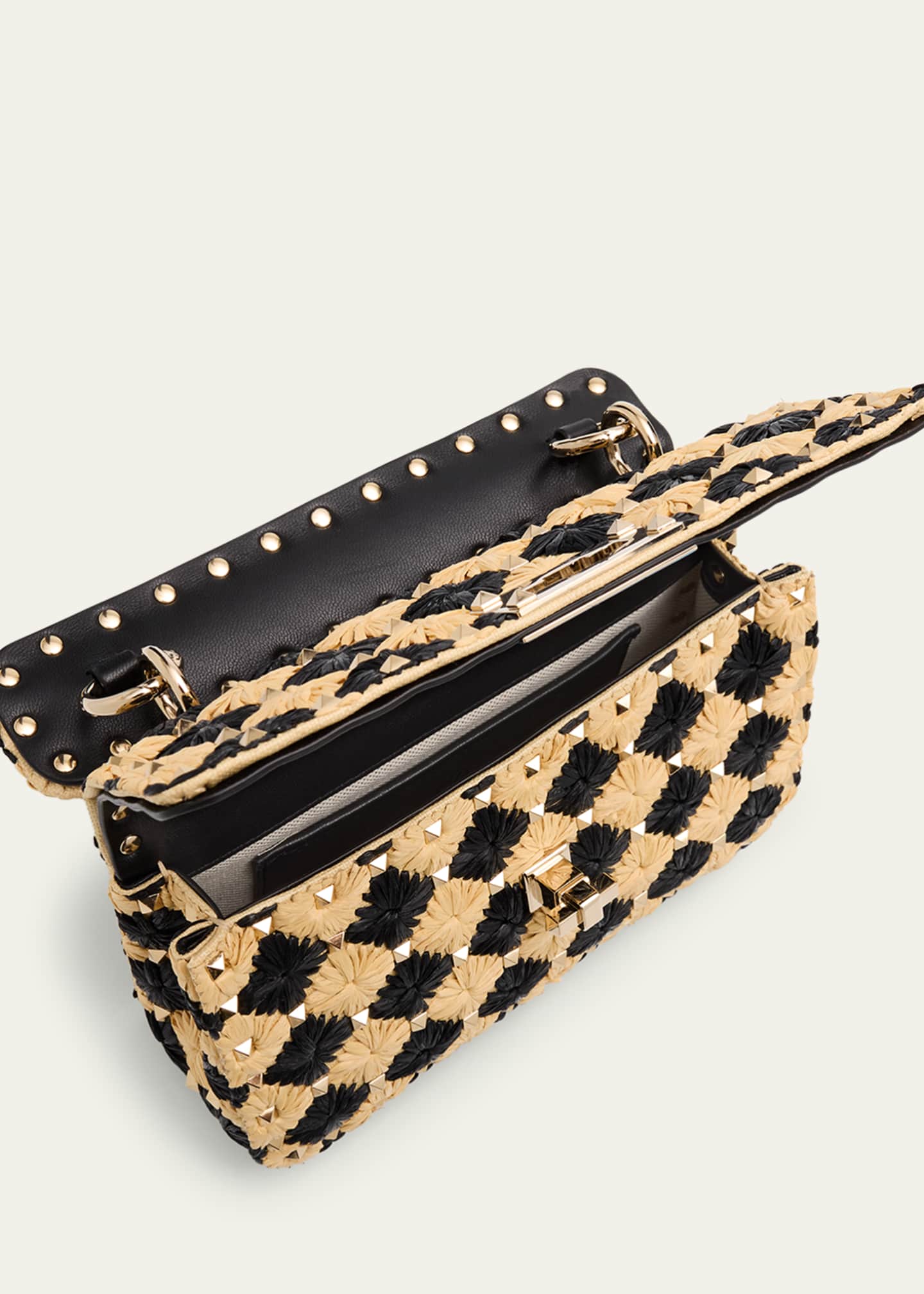 Valentino Garavani Rockstud Checkered Woven Shoulder Bag Image 4 of 6