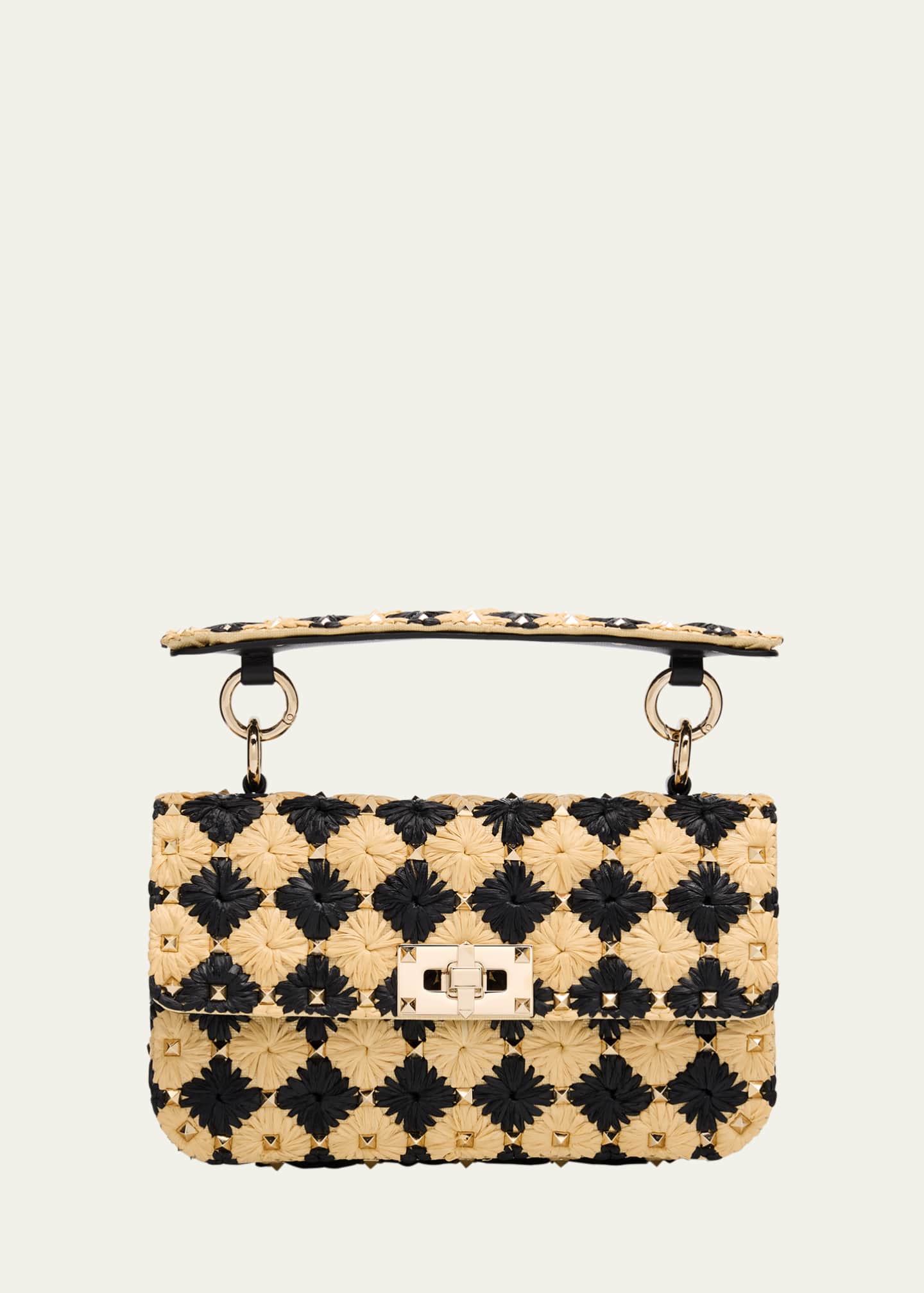 Valentino Garavani Rockstud Checkered Woven Shoulder Bag Image 1 of 6