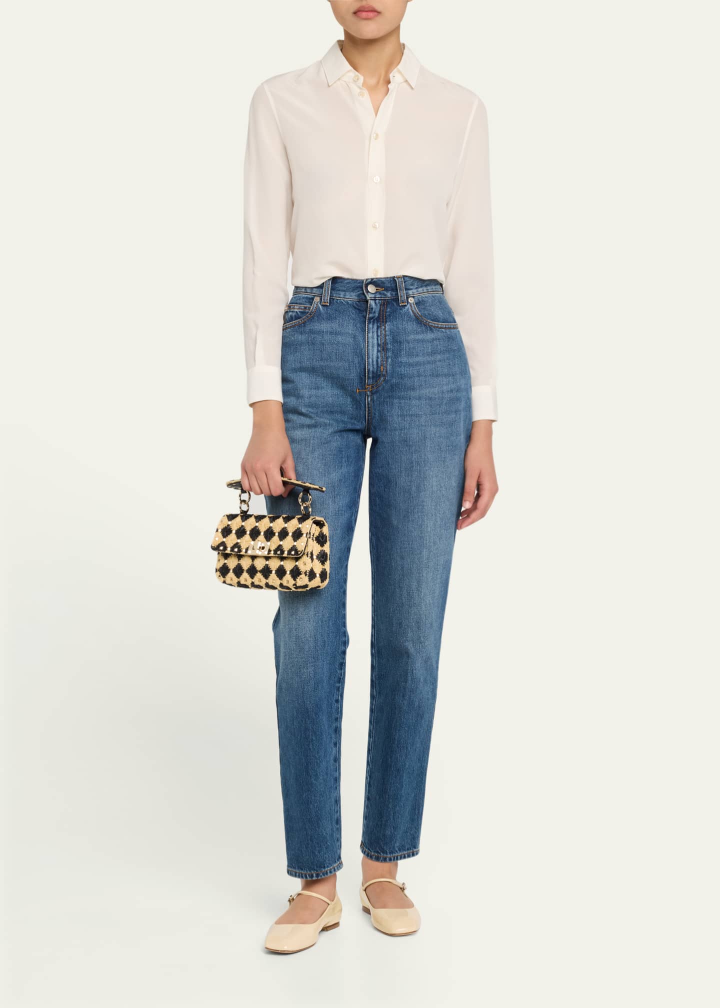 Valentino Garavani Rockstud Checkered Woven Shoulder Bag Image 5 of 6