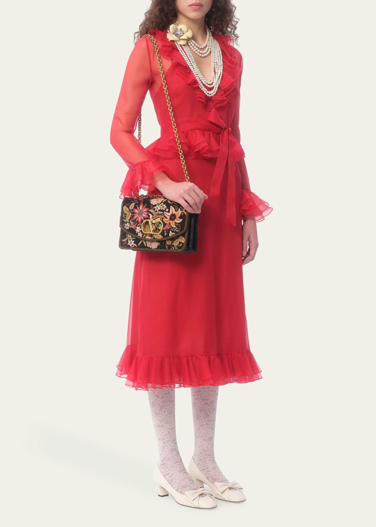 Valentino Garavani Vain Brocade Silk Chain Shoulder Bag Image 5 of 5