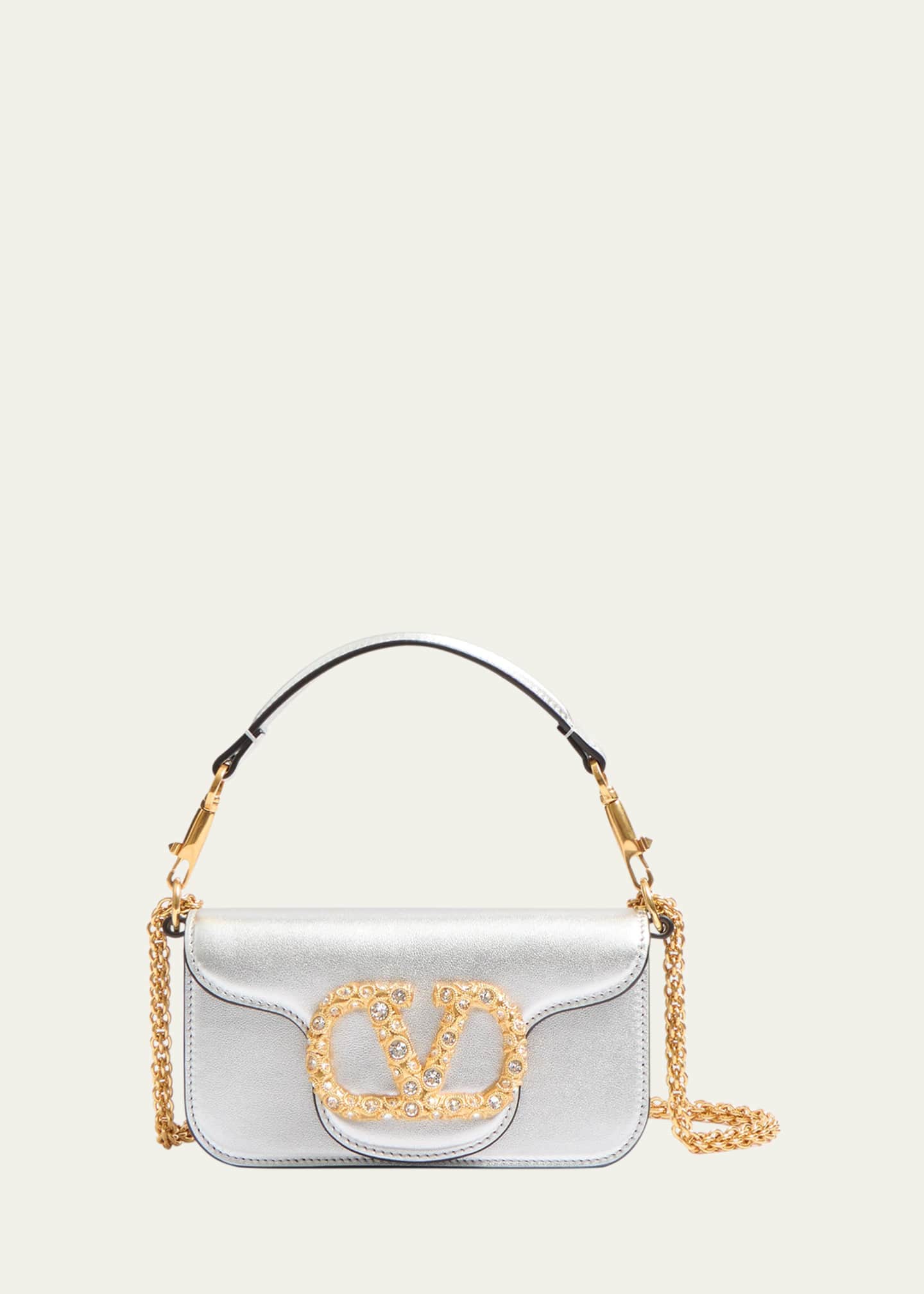 Valentino Garavani Loco Small Metallic Leather Crossbody Bag Image 1 of 5