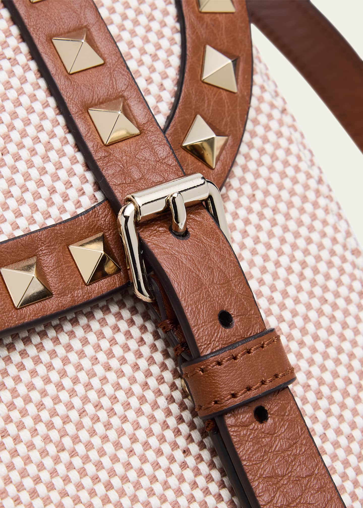 Valentino Garavani Small Rockstud Canvas Saddle Crossbody