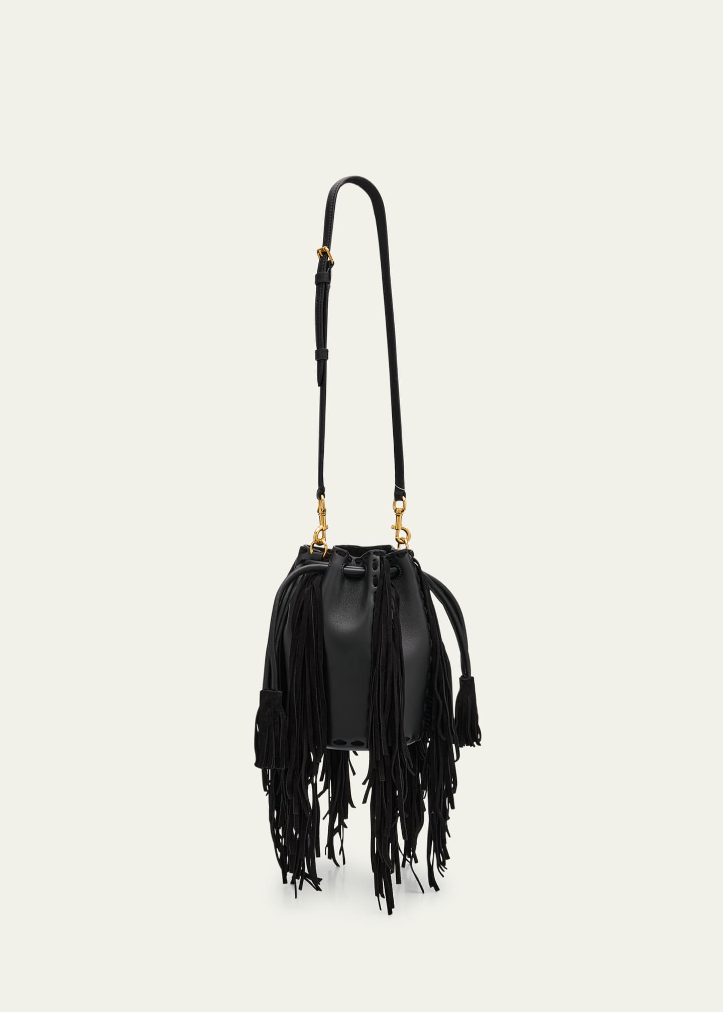 Valentino Garavani Nellcote Small Fringe Leather Bucket Bag Image 3 of 6