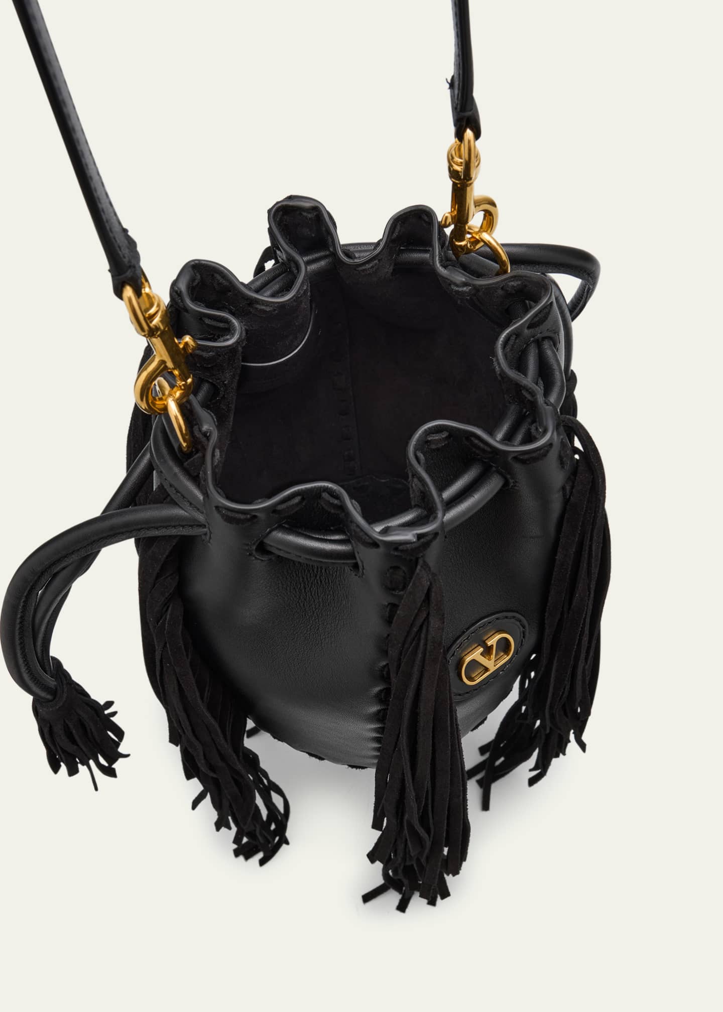 Valentino Garavani Nellcote Small Fringe Leather Bucket Bag Image 4 of 6