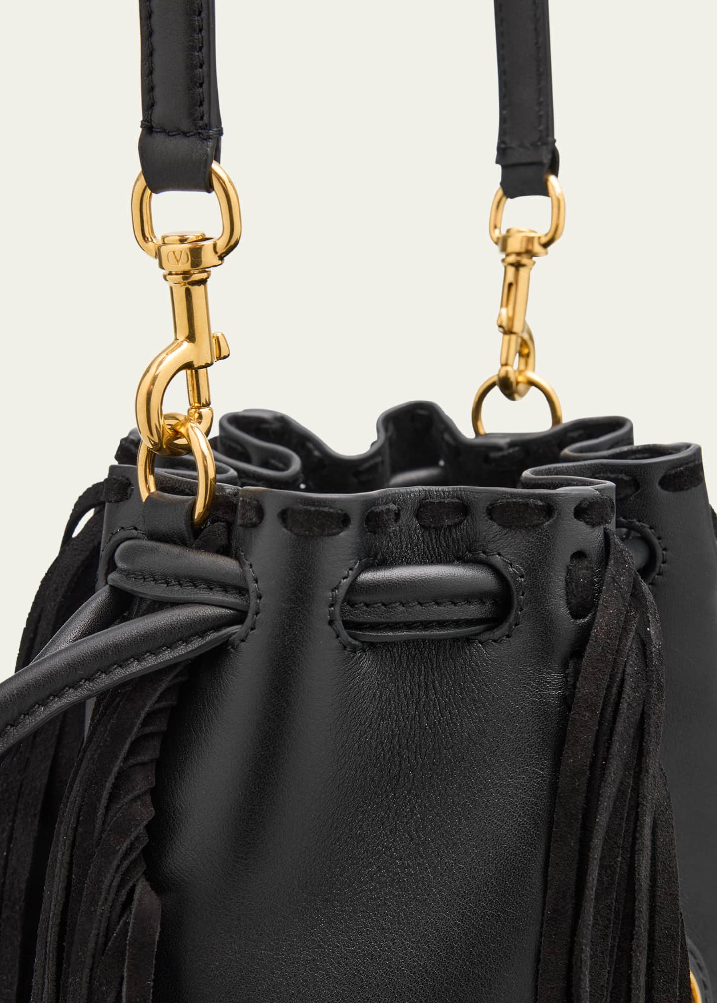 Valentino Garavani Nellcote Small Fringe Leather Bucket Bag Image 6 of 6