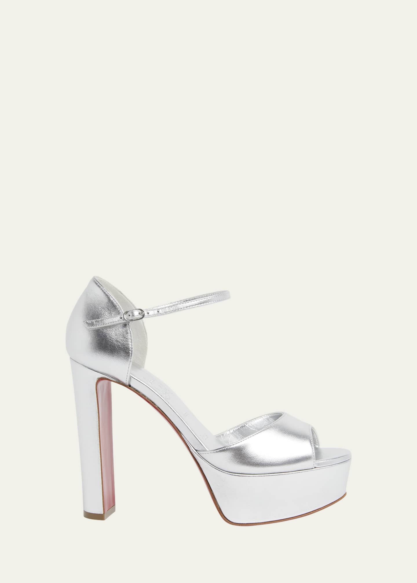 Christian Louboutin Sandaloo Metallic Red Sole Platform Sandals Image 1 of 6