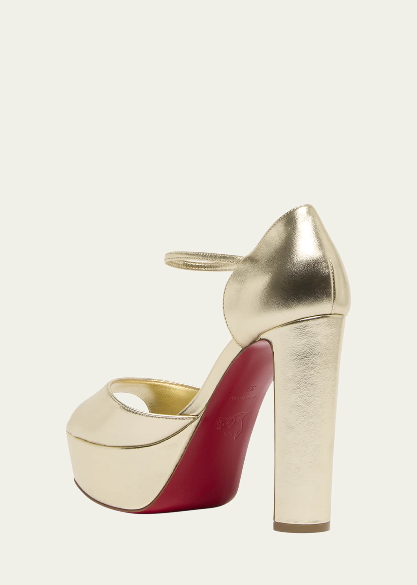 Christian Louboutin Sandaloo Metallic Red Sole Platform Sandals Image 4 of 6