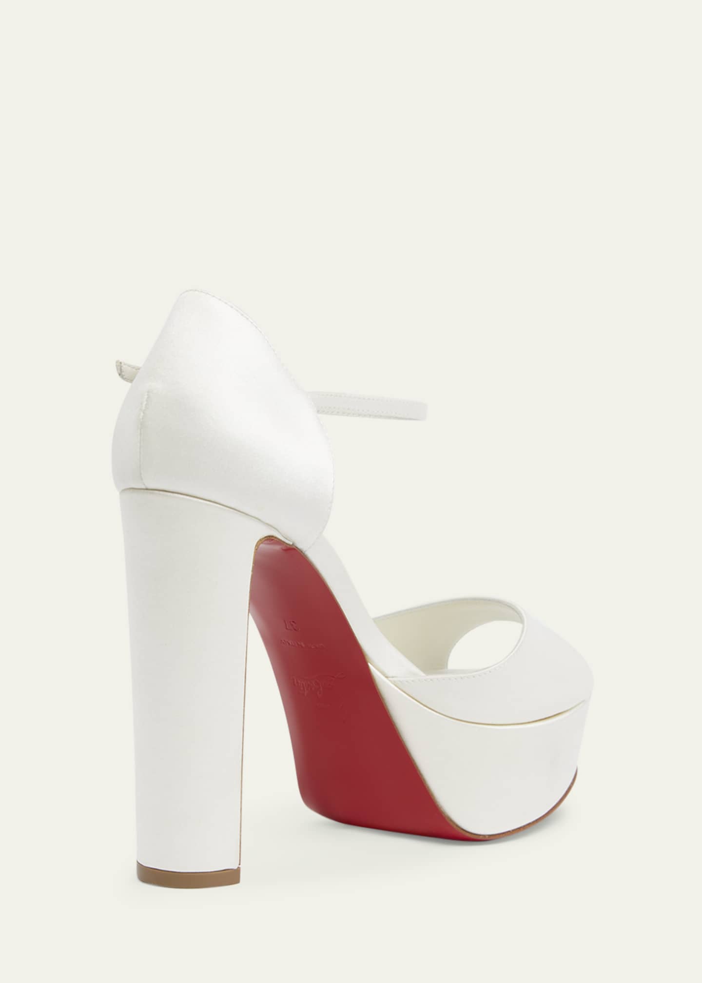 Christian Louboutin Sandaloo Silk Ankle-Strap Red Sole Platform Sandals Image 4 of 6