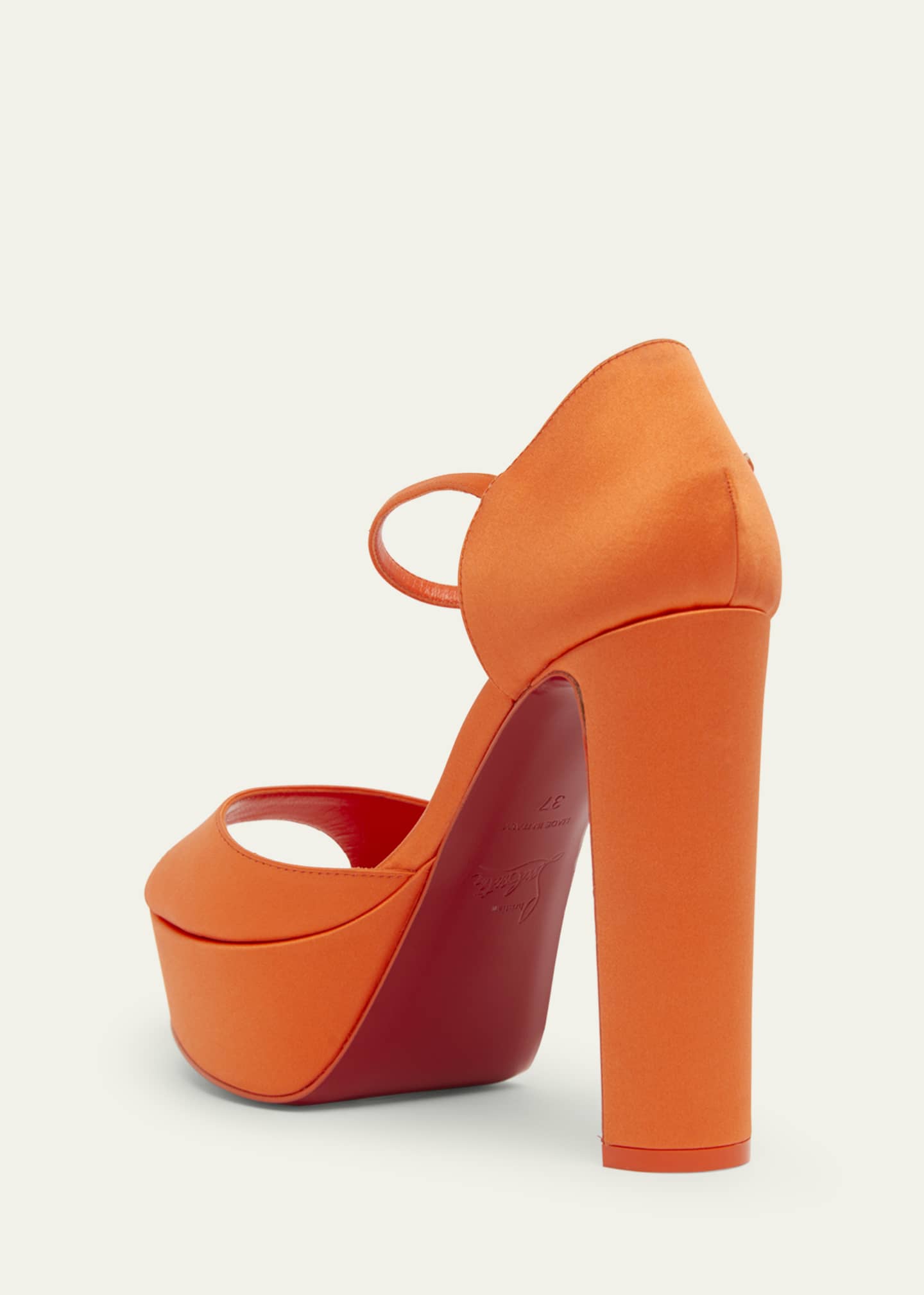 Christian Louboutin Sandaloo Silk Ankle-Strap Red Sole Platform Sandals Image 4 of 6