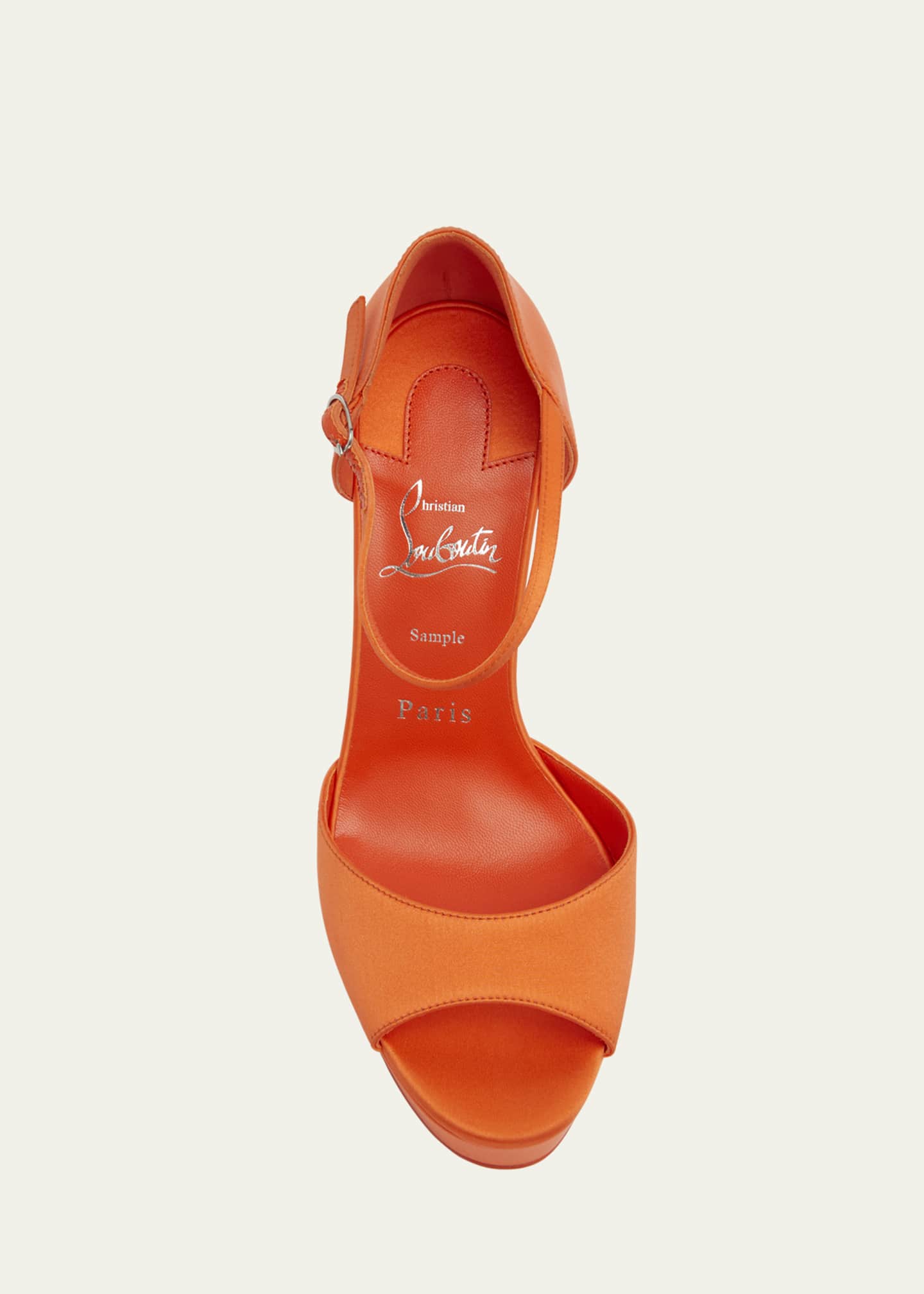 Christian Louboutin Sandaloo Silk Ankle-Strap Red Sole Platform Sandals Image 6 of 6