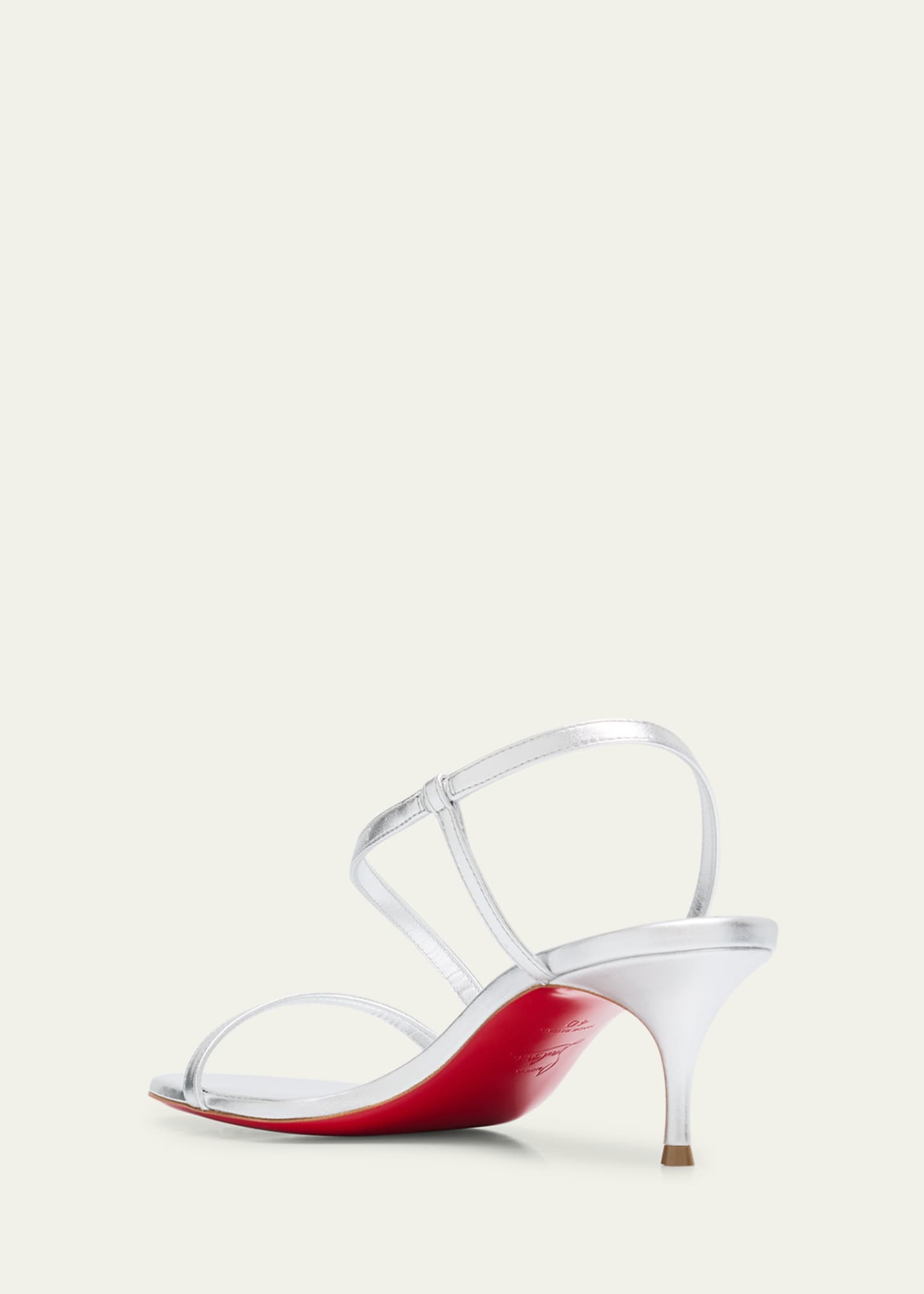 Christian Louboutin Rosalie Metallic Leather Red Sole Kitten-Heel Sandals Image 4 of 6