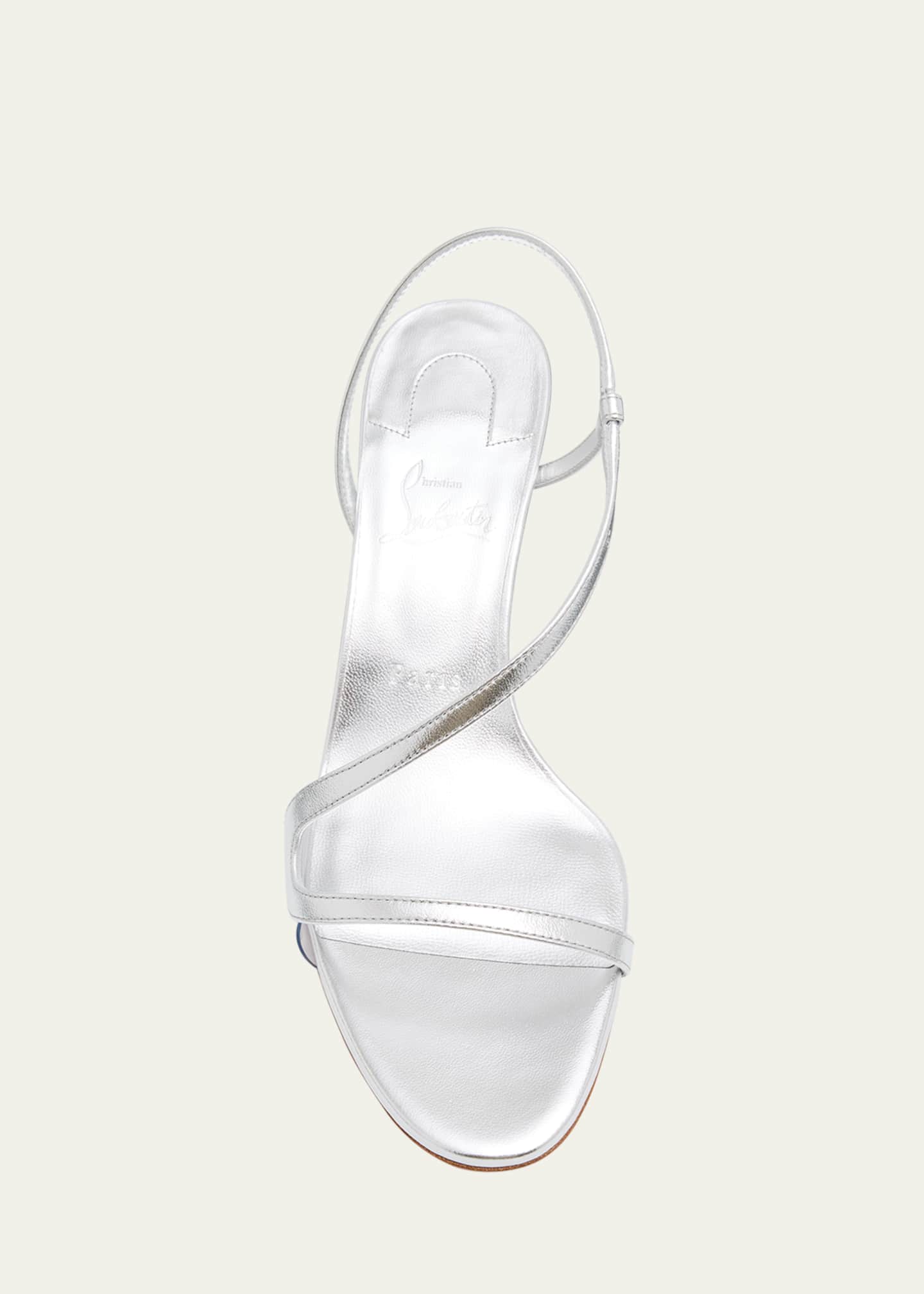 Christian Louboutin Rosalie Metallic Leather Red Sole Kitten-Heel Sandals Image 6 of 6