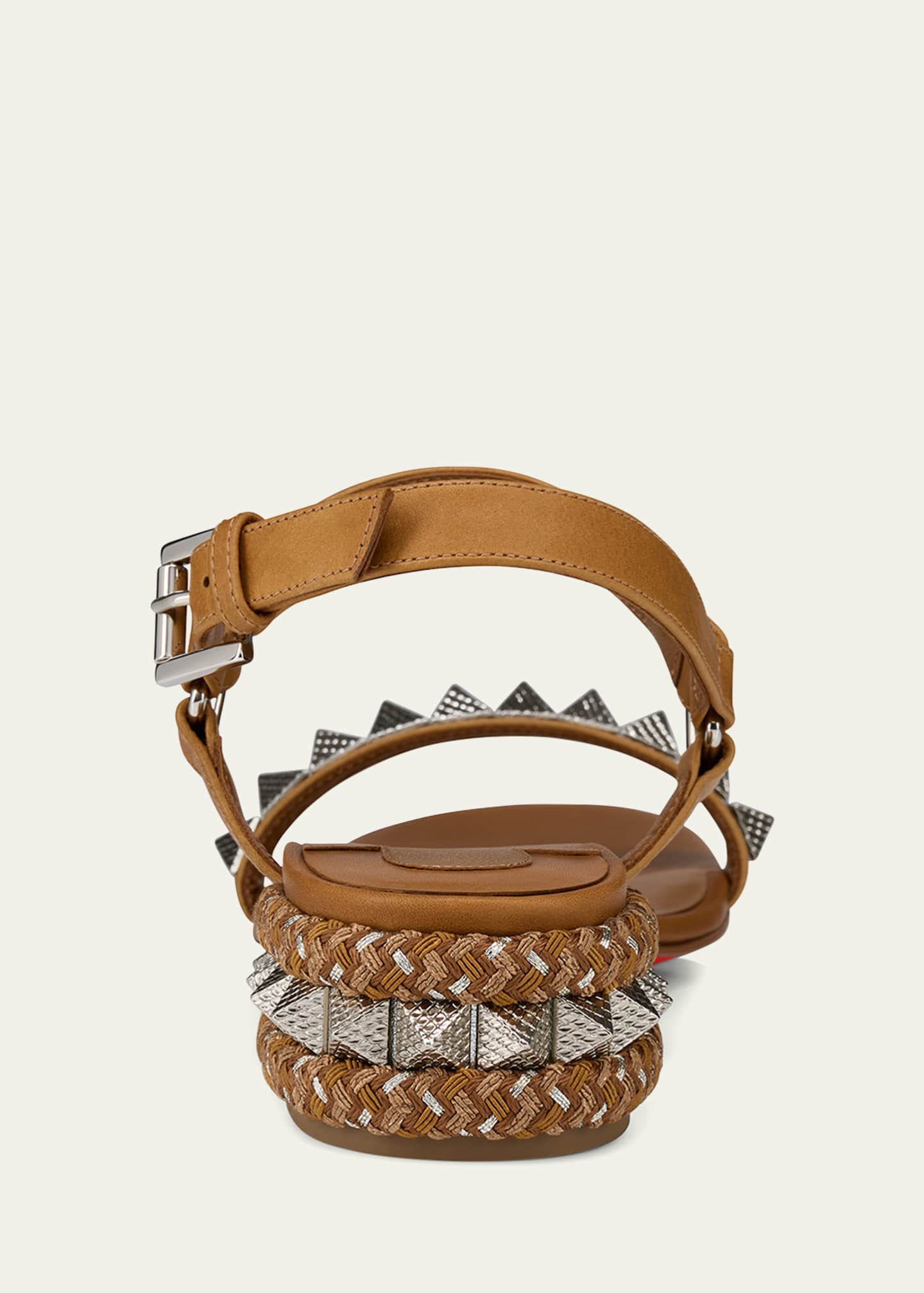 Christian Louboutin Leather Spike Ankle-Strap Sandals Image 6 of 6