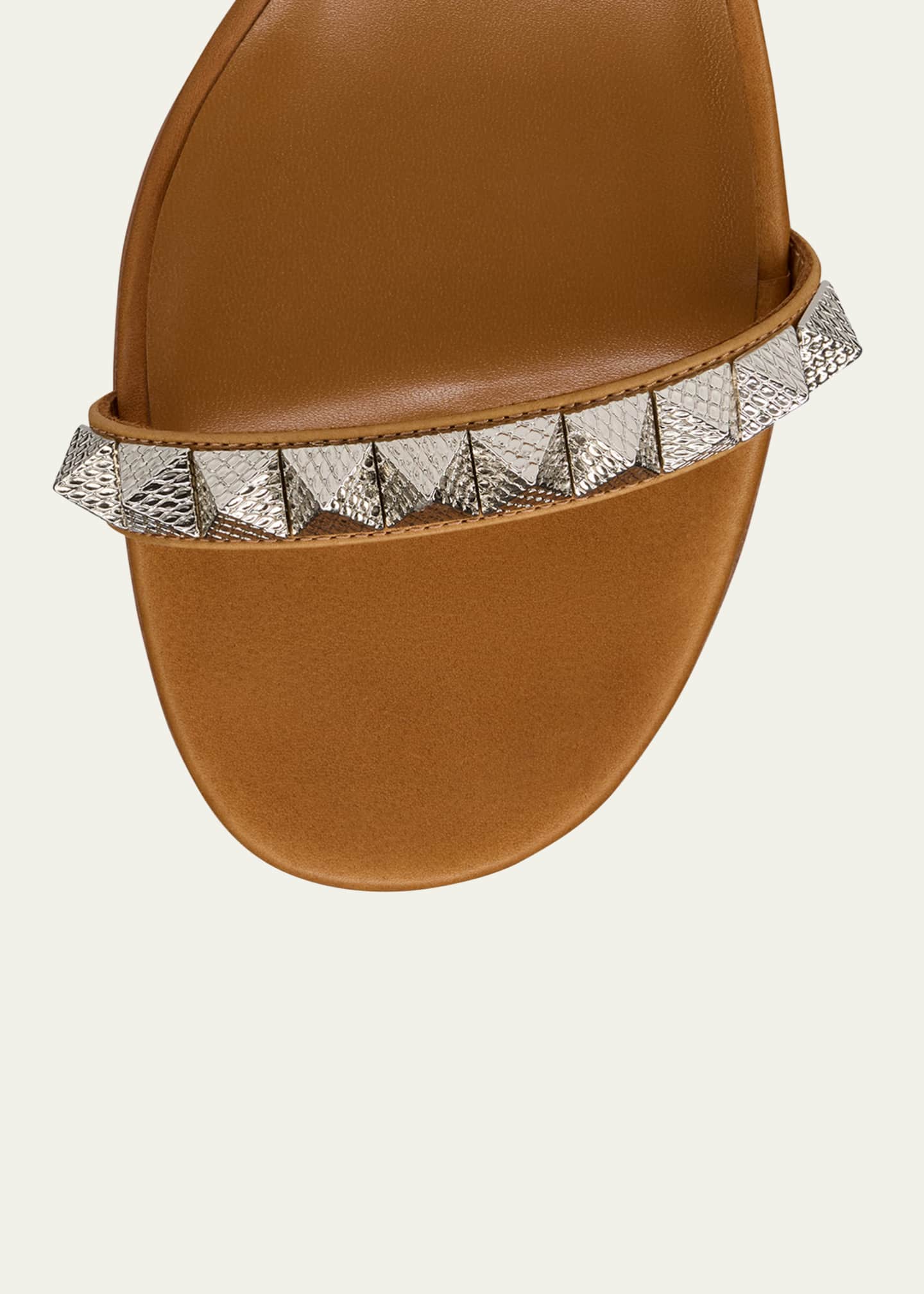 Christian Louboutin Leather Spike Ankle-Strap Sandals Image 5 of 6