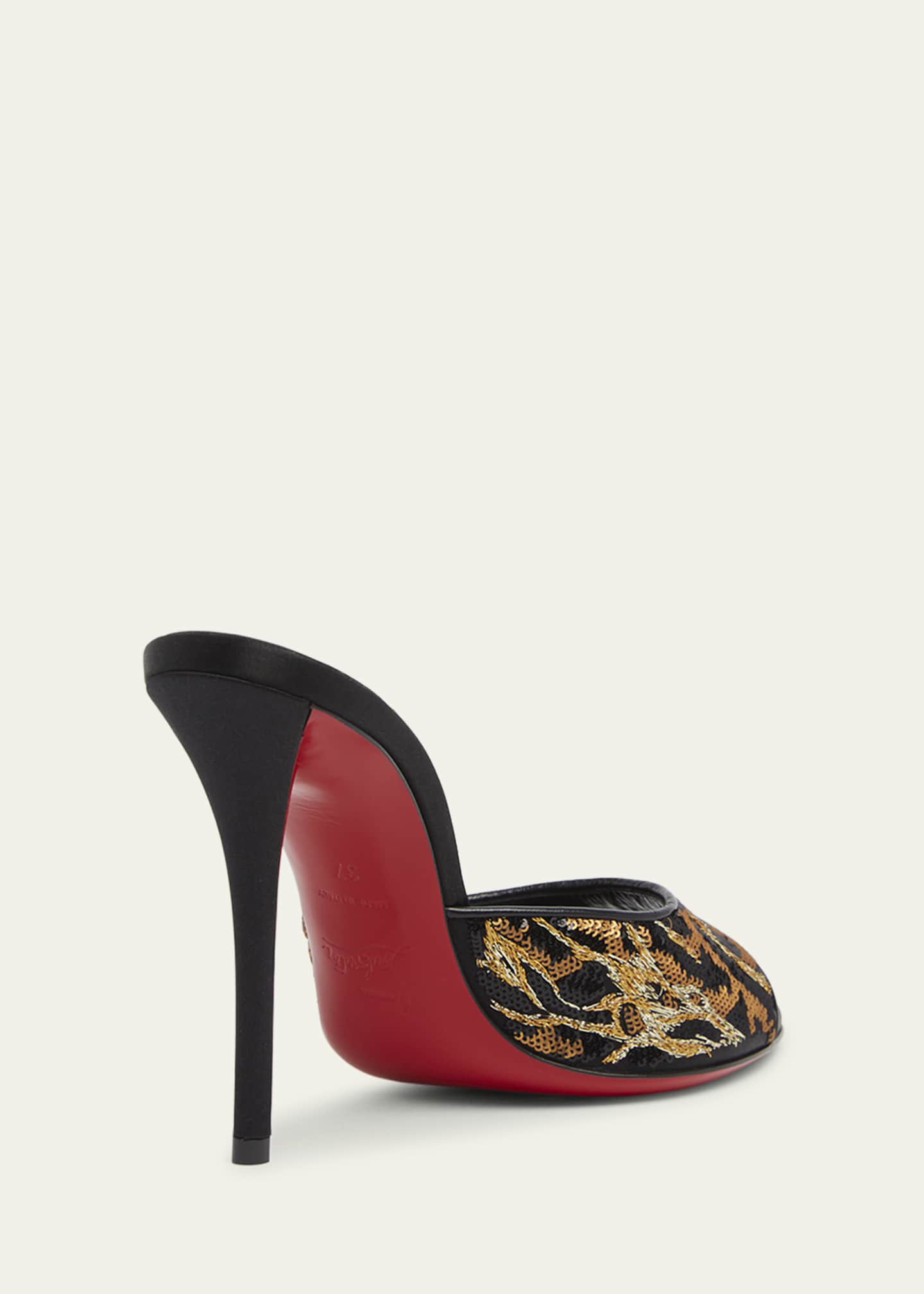 Christian Louboutin Miss Z Sequin Animal Red Sole Mules