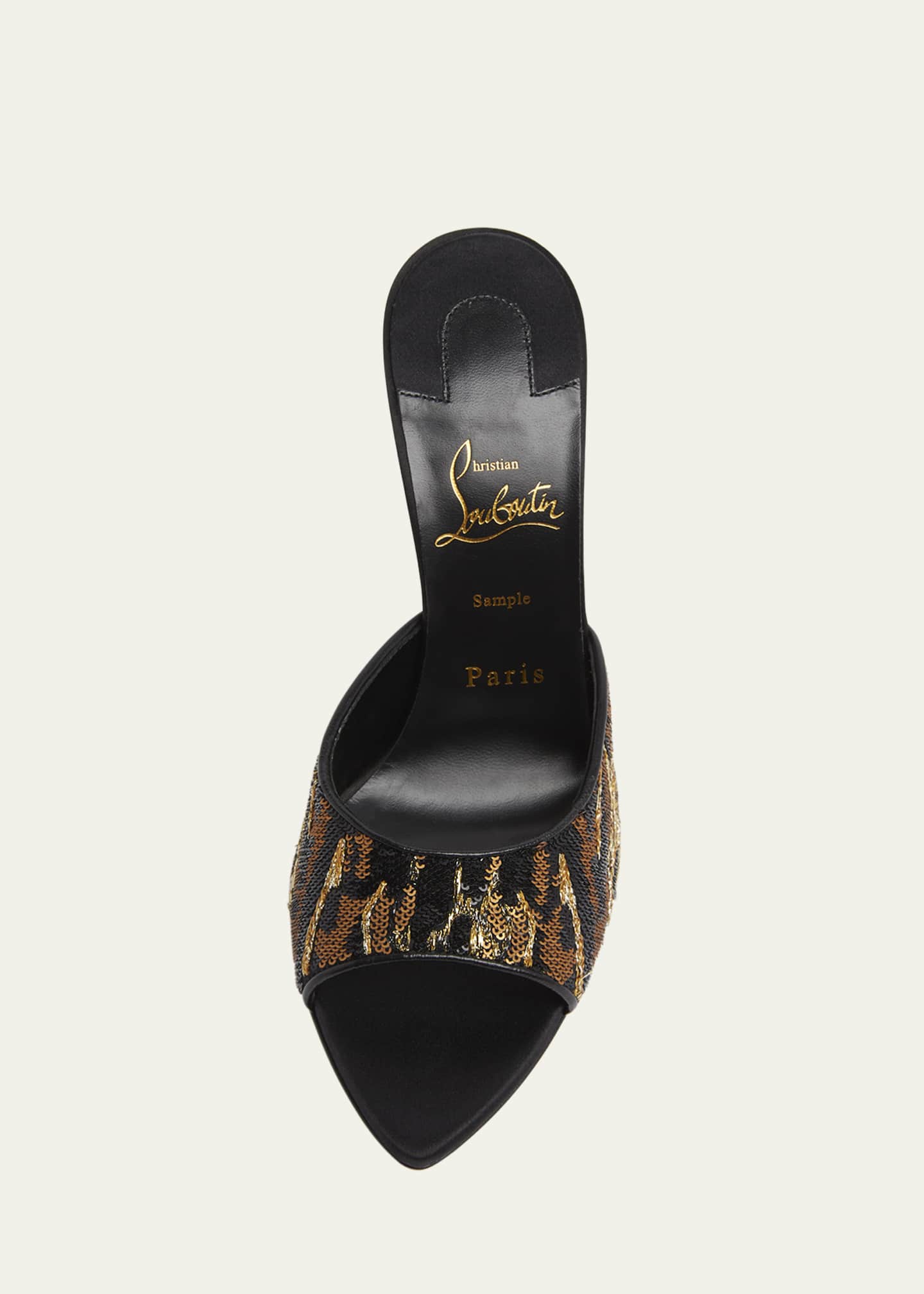 ★CHRISTIAN LOUBOUTIN★MISS Z MULE OCELOT ミュール Miss Z Mule Ocelot - 100 mm Mules - Embroidered crepe satin