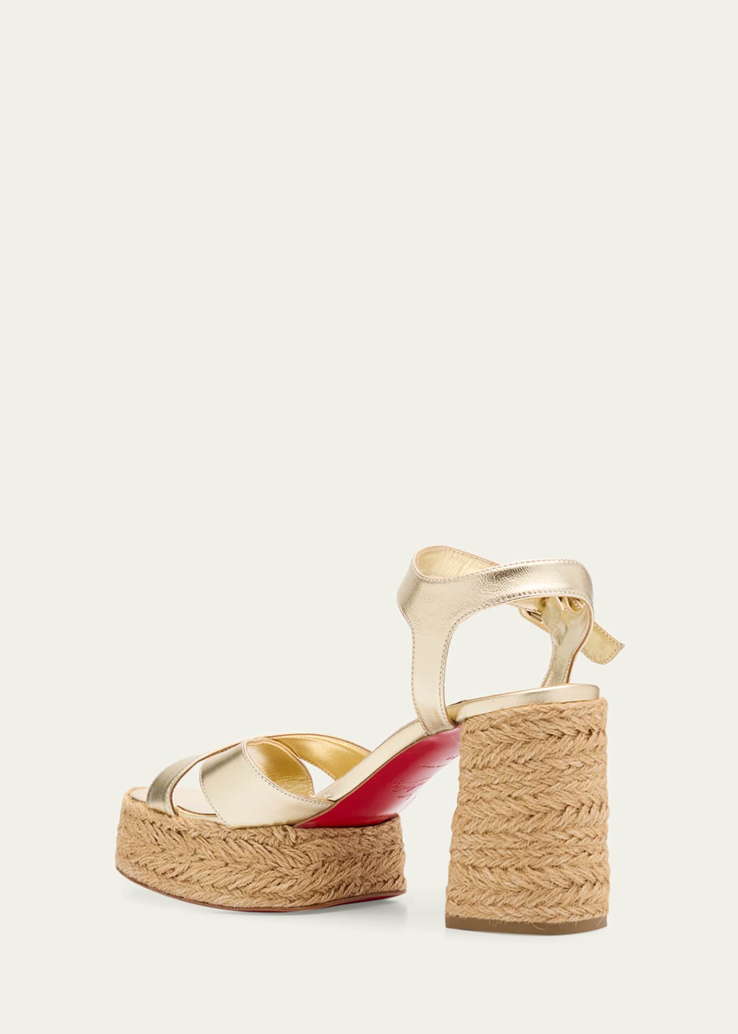 Christian Louboutin Metallic Crisscross Red Sole Platform Sandals Image 2 of 4
