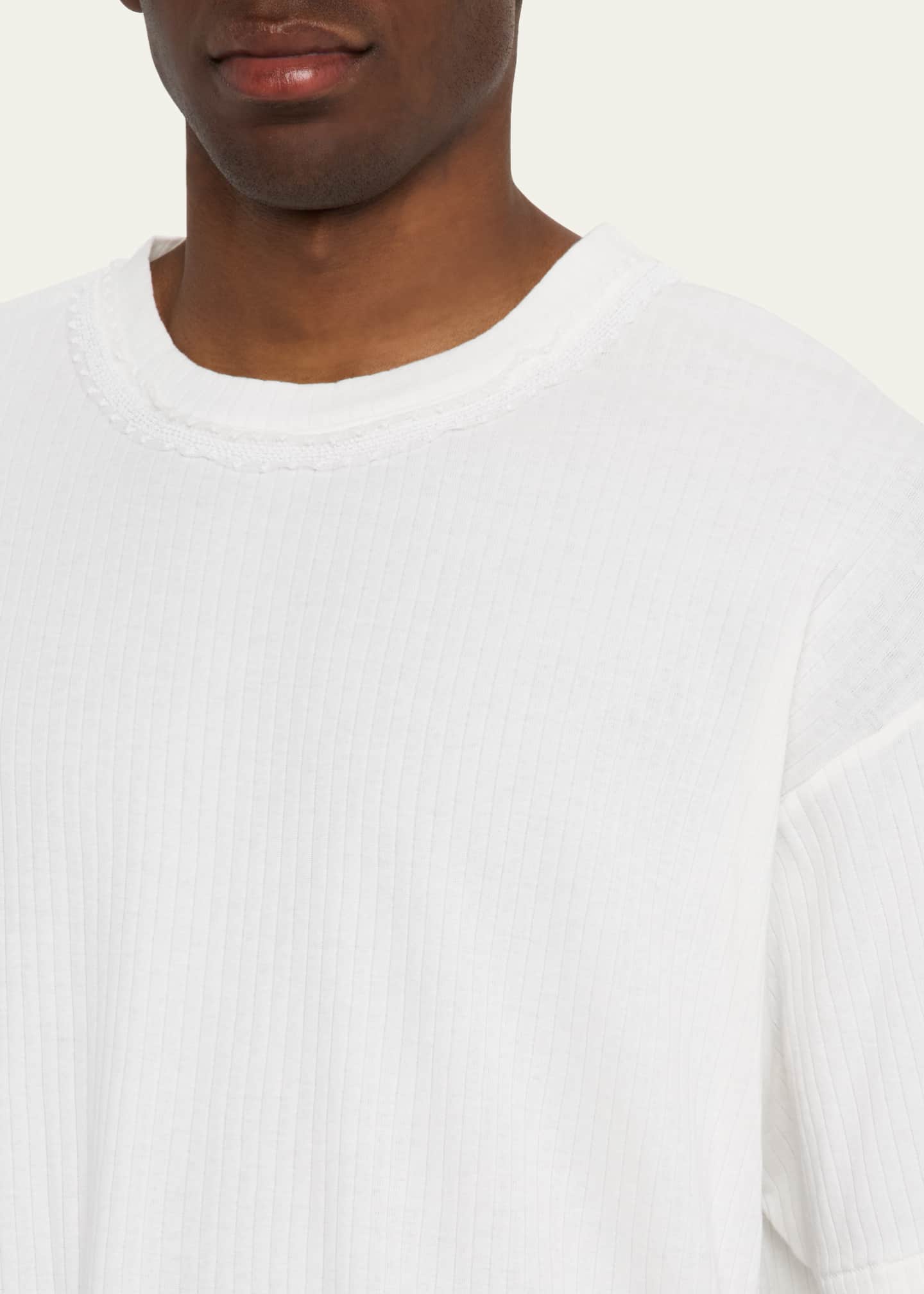 Bode Men's Ribbed Bead-Trim Salt Marsh T-Shirt Image 5 of 5