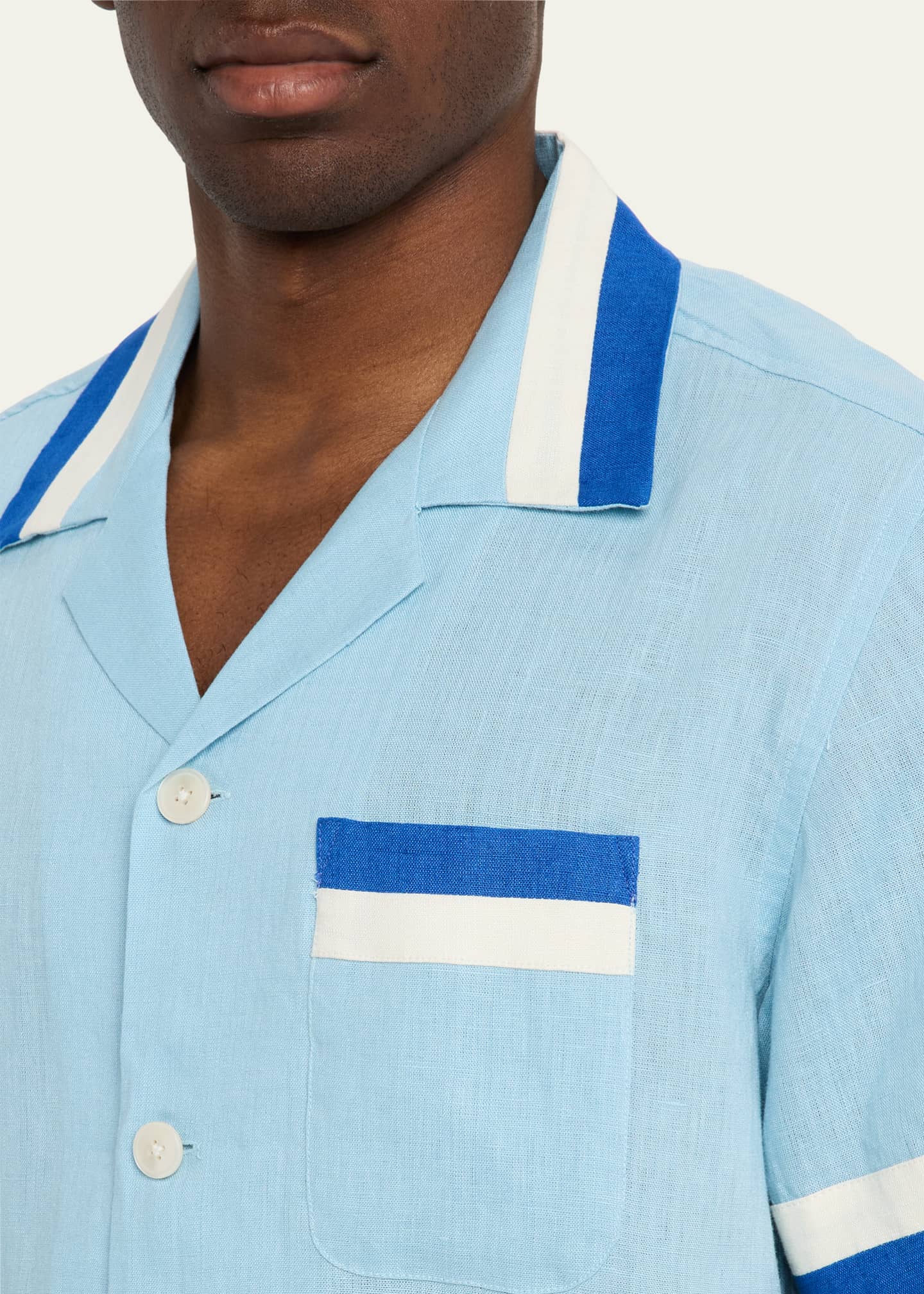 Bode Men's Seedling Stripe Linen Camp Shirt Image 5 of 5