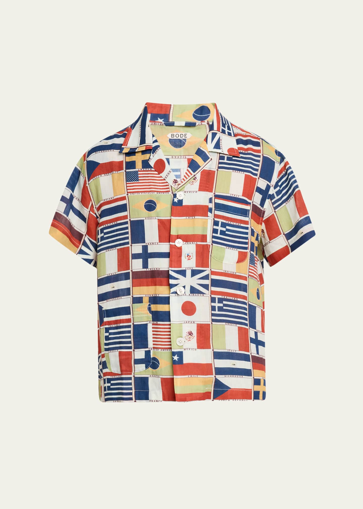 Bode Men's International Flag-Print Camp Shirt Image 1 of 5