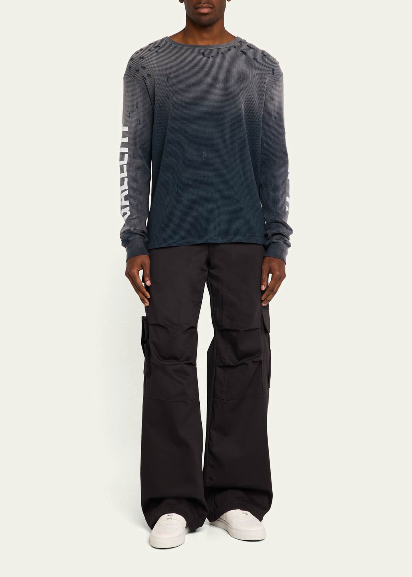 GALLERY DEPARTMENT Men's Distressed Waffle Logo Thermal Shirt Image 2 of 5
